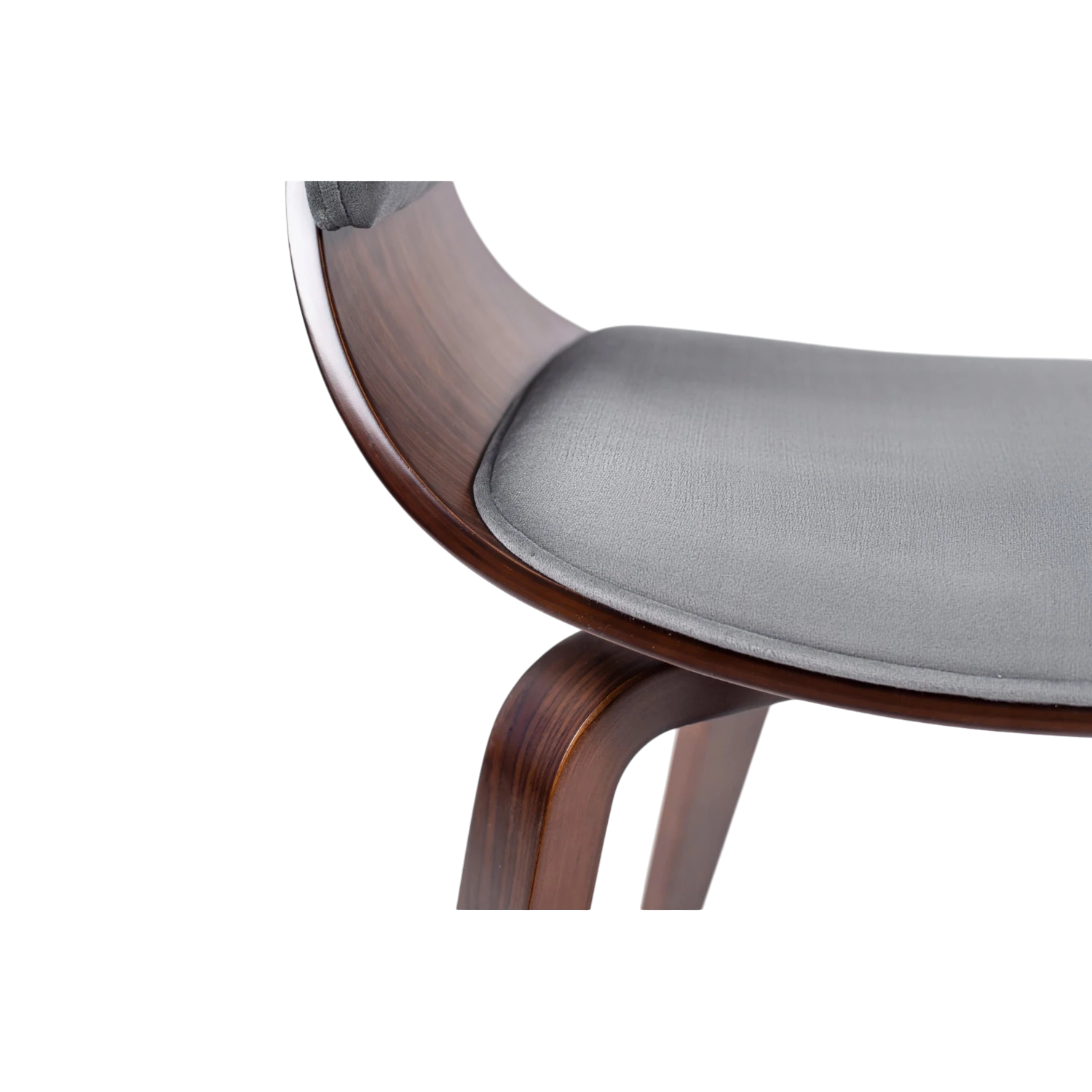 Chaise GARY velours gris - Pieds effet noyer REF 3032