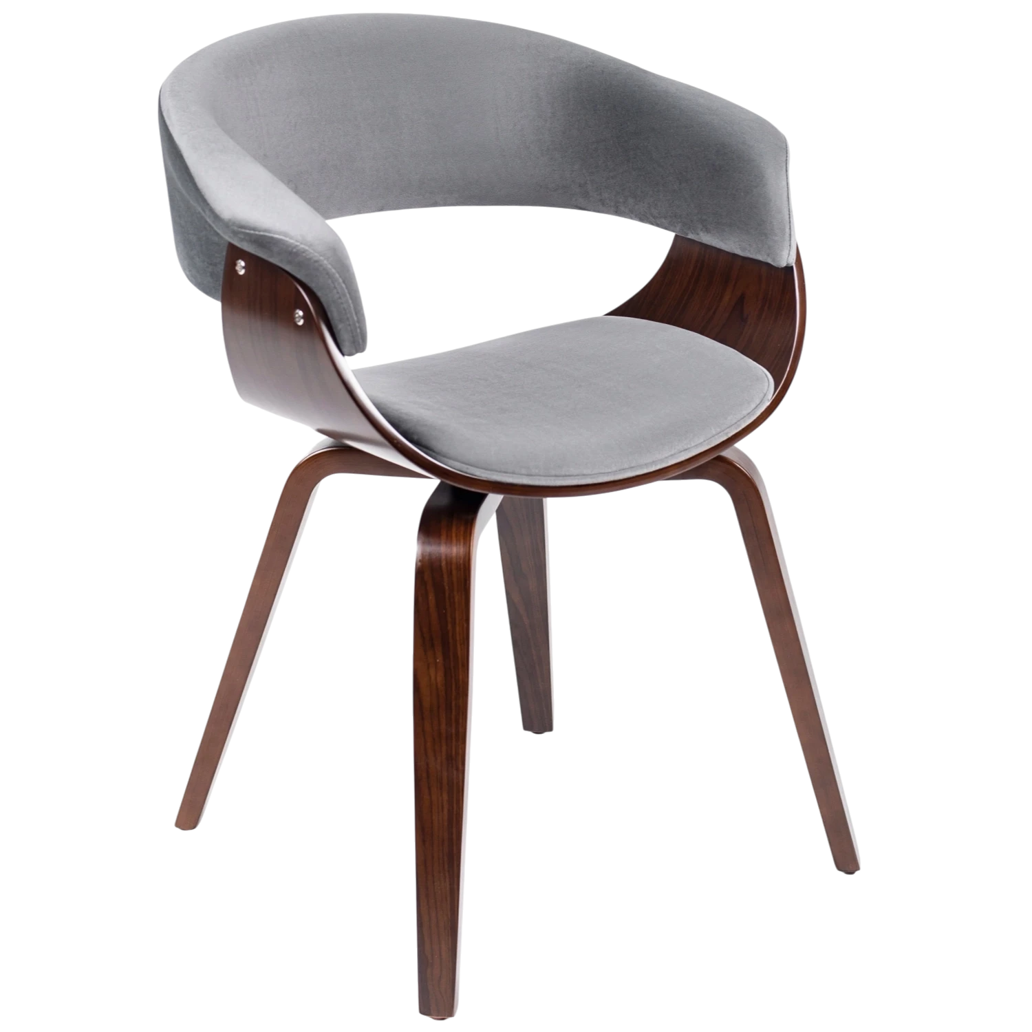 Chaise GARY velours gris - Pieds effet noyer REF 3032