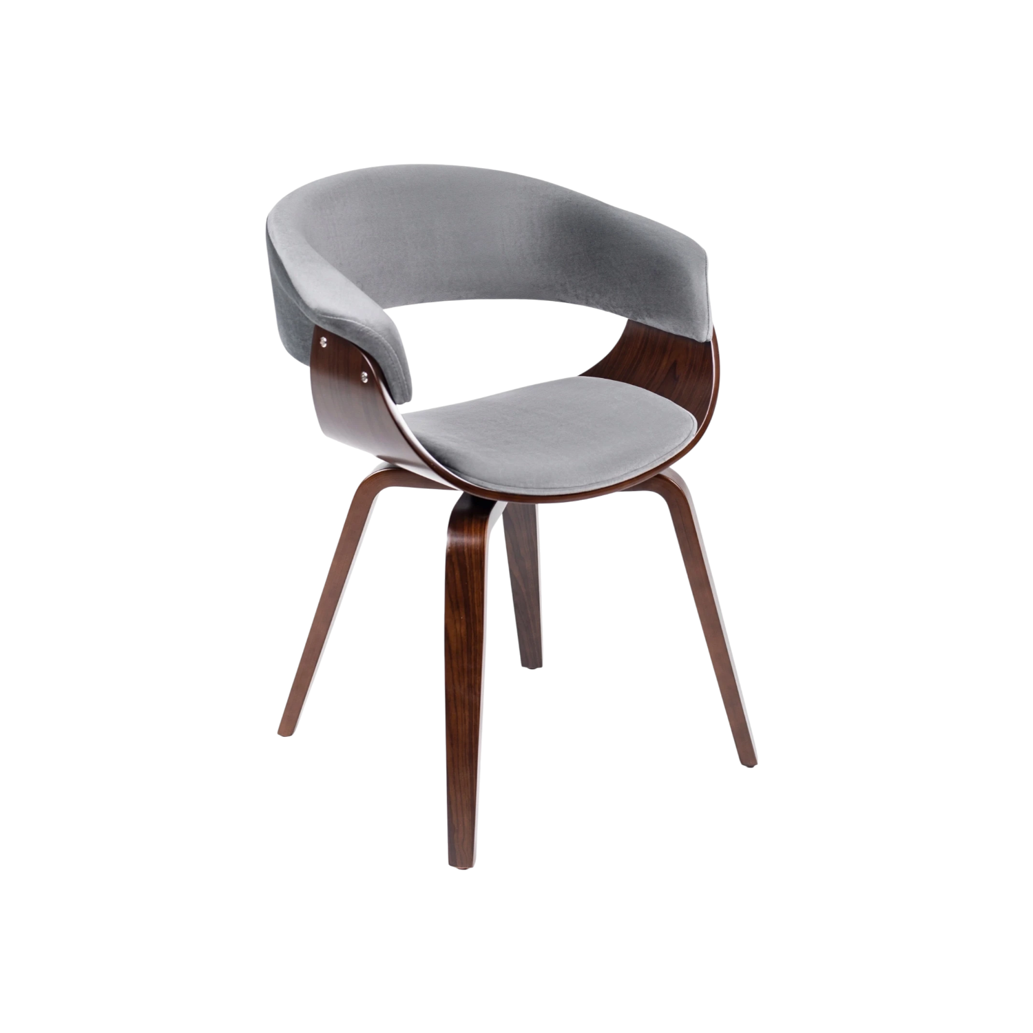 chaise gary velours gris, pieds effet noyer