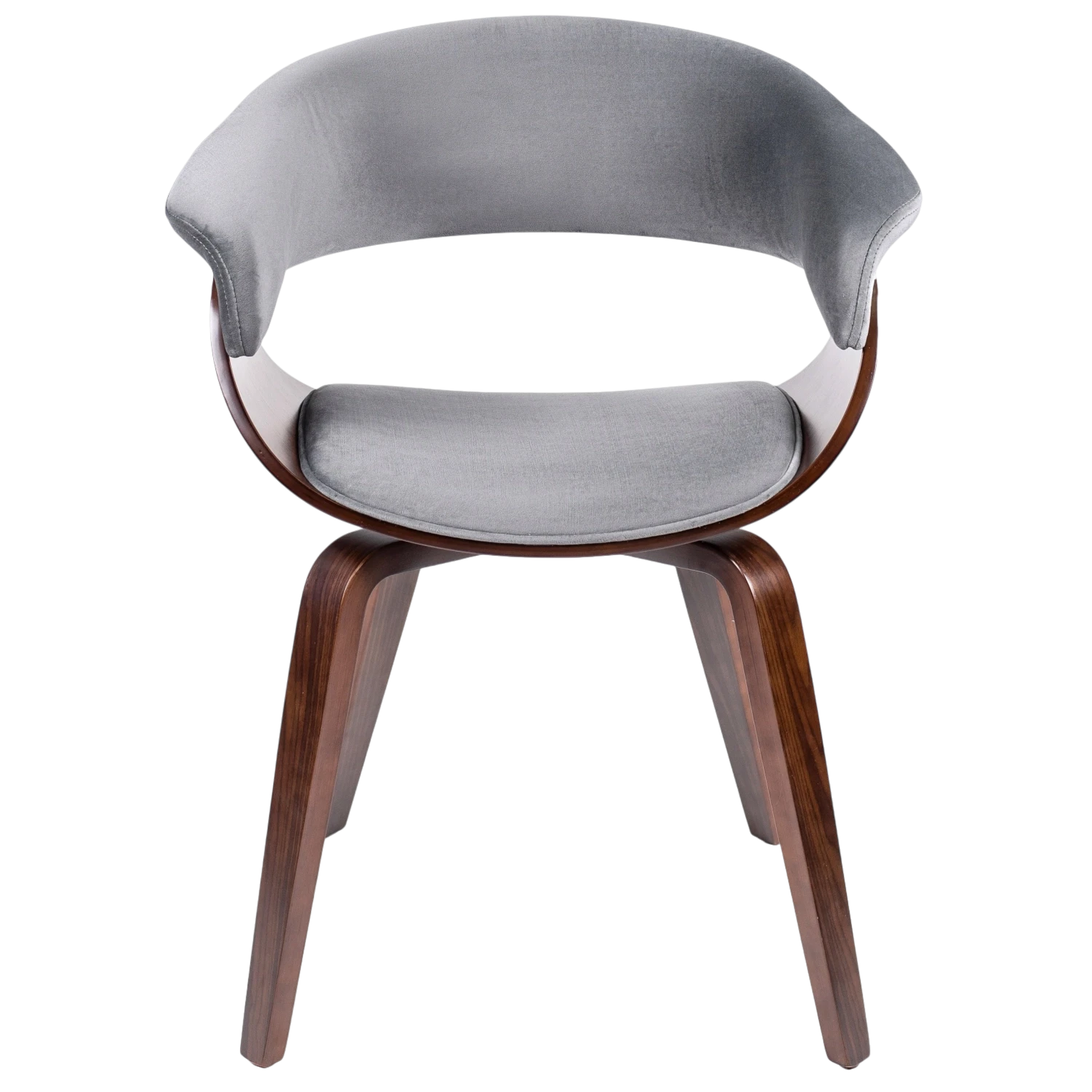 Chaise GARY velours gris - Pieds effet noyer REF 3032