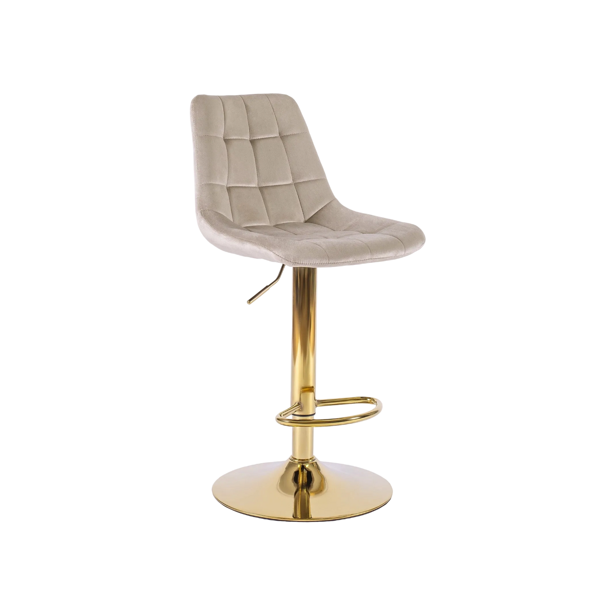 tabouret de bar arcos velours beige, pieds dorés