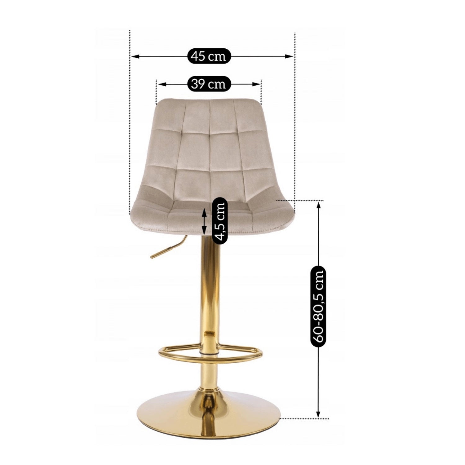 Tabouret de bar ARCOS velours beige / doré REF 3011