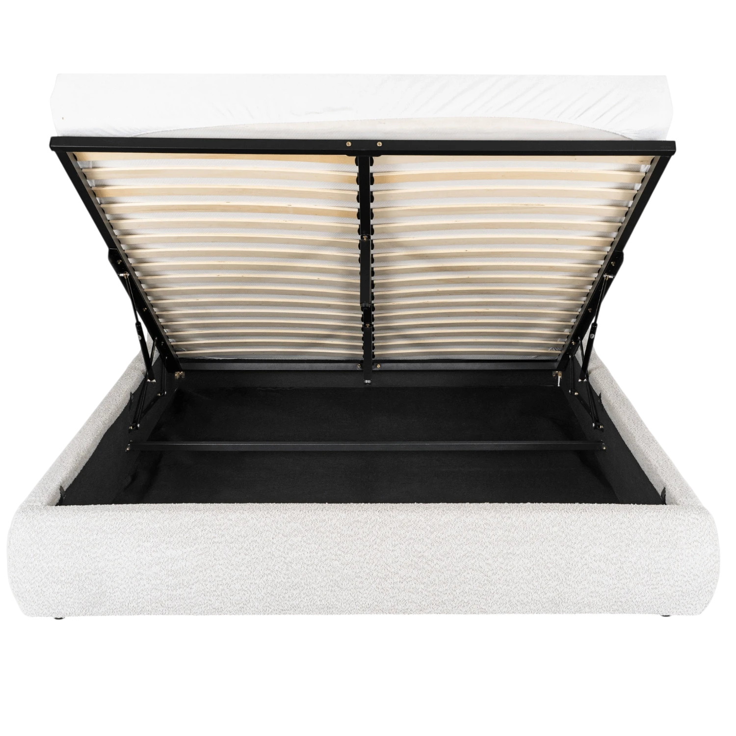 Lit HAGA 160x200 avec rangement - Bouclette crème REF 3003