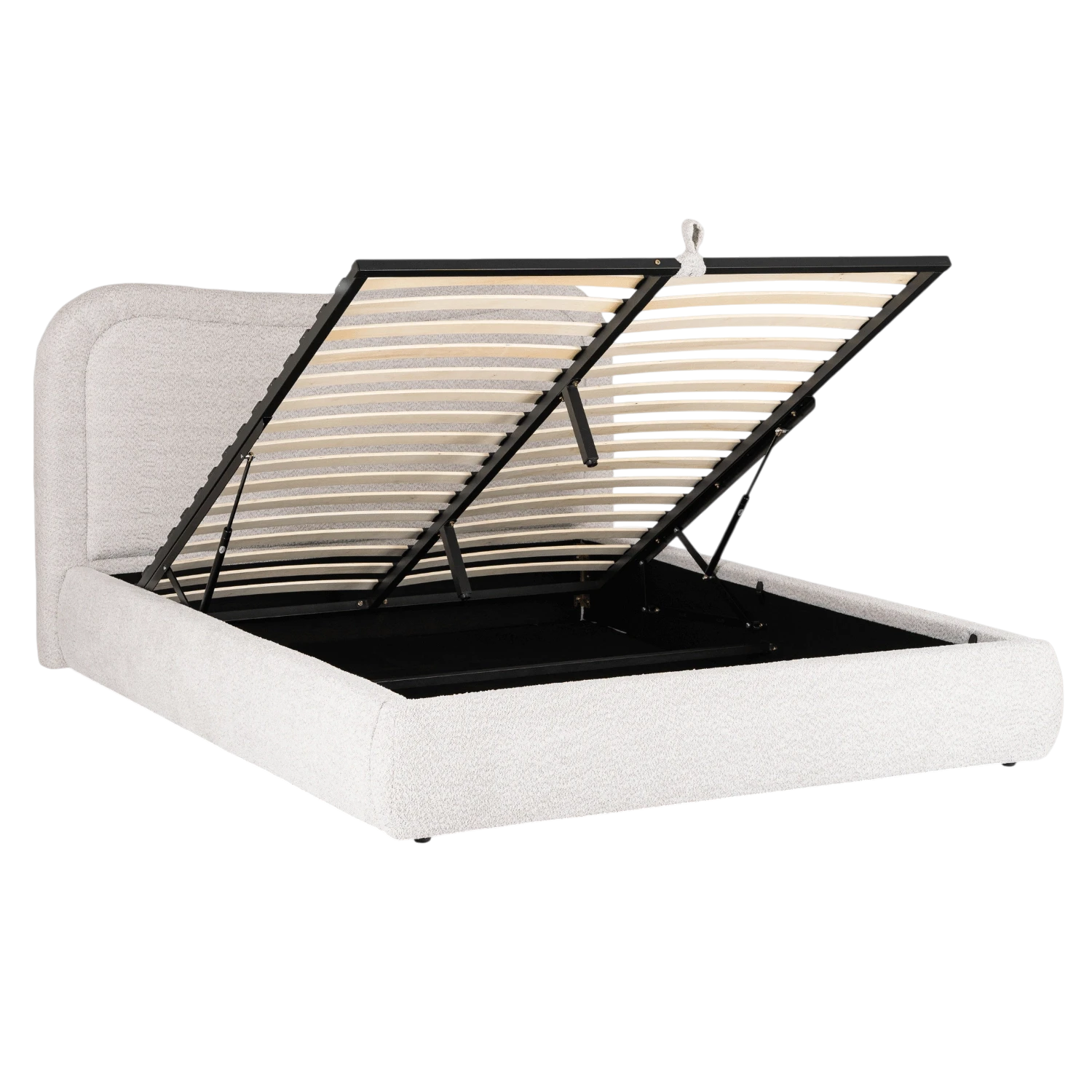 Lit HAGA 160x200 avec rangement - Bouclette crème REF 3003