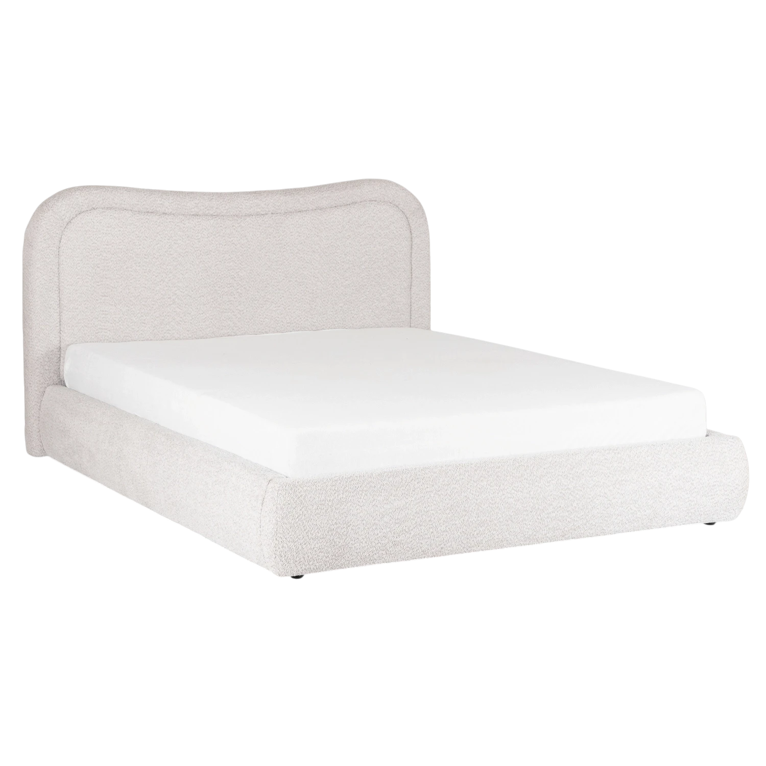 Lit HAGA 160x200 avec rangement - Bouclette crème REF 3003