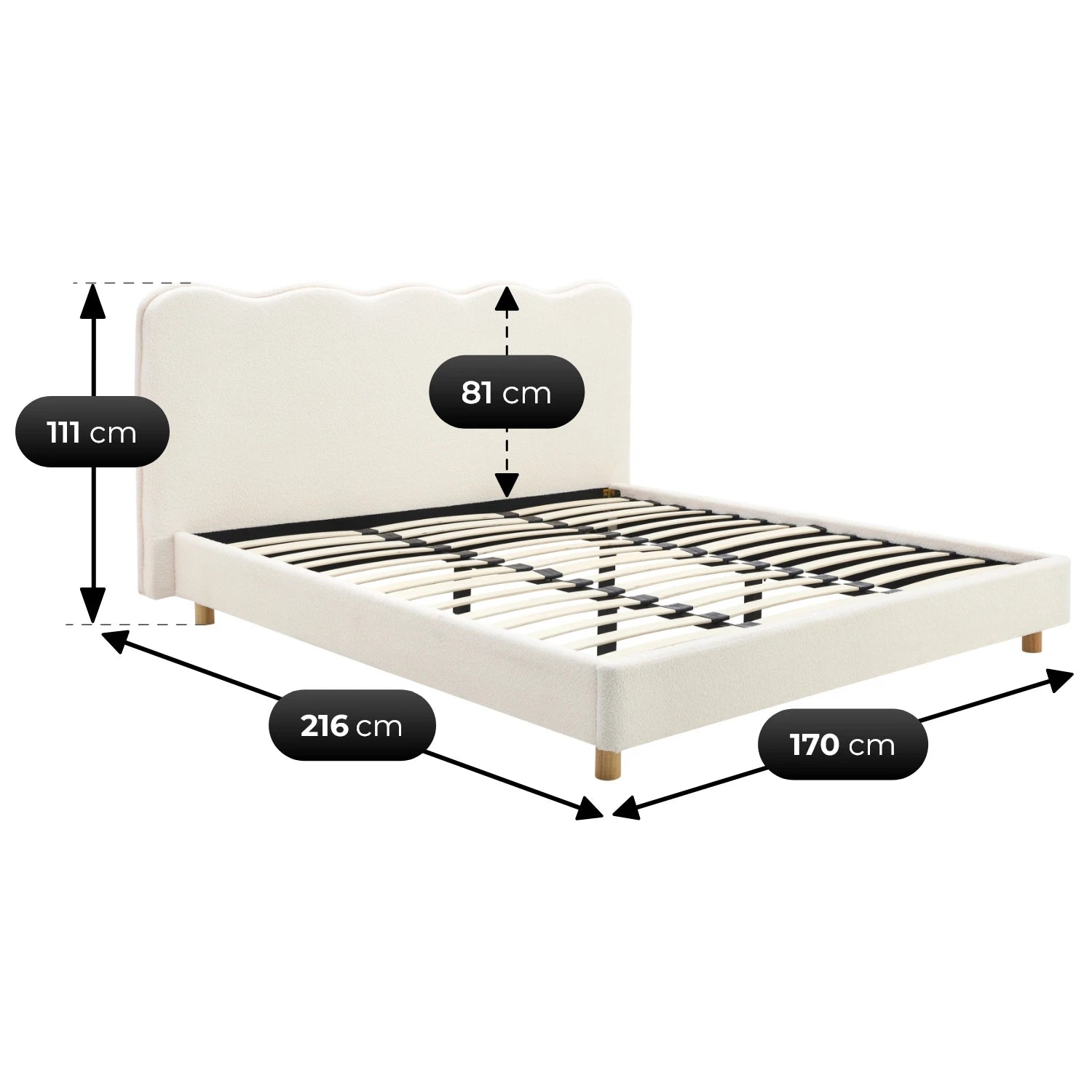 Lit IZMIR teddy bouclette crème 160x200 REF 3002