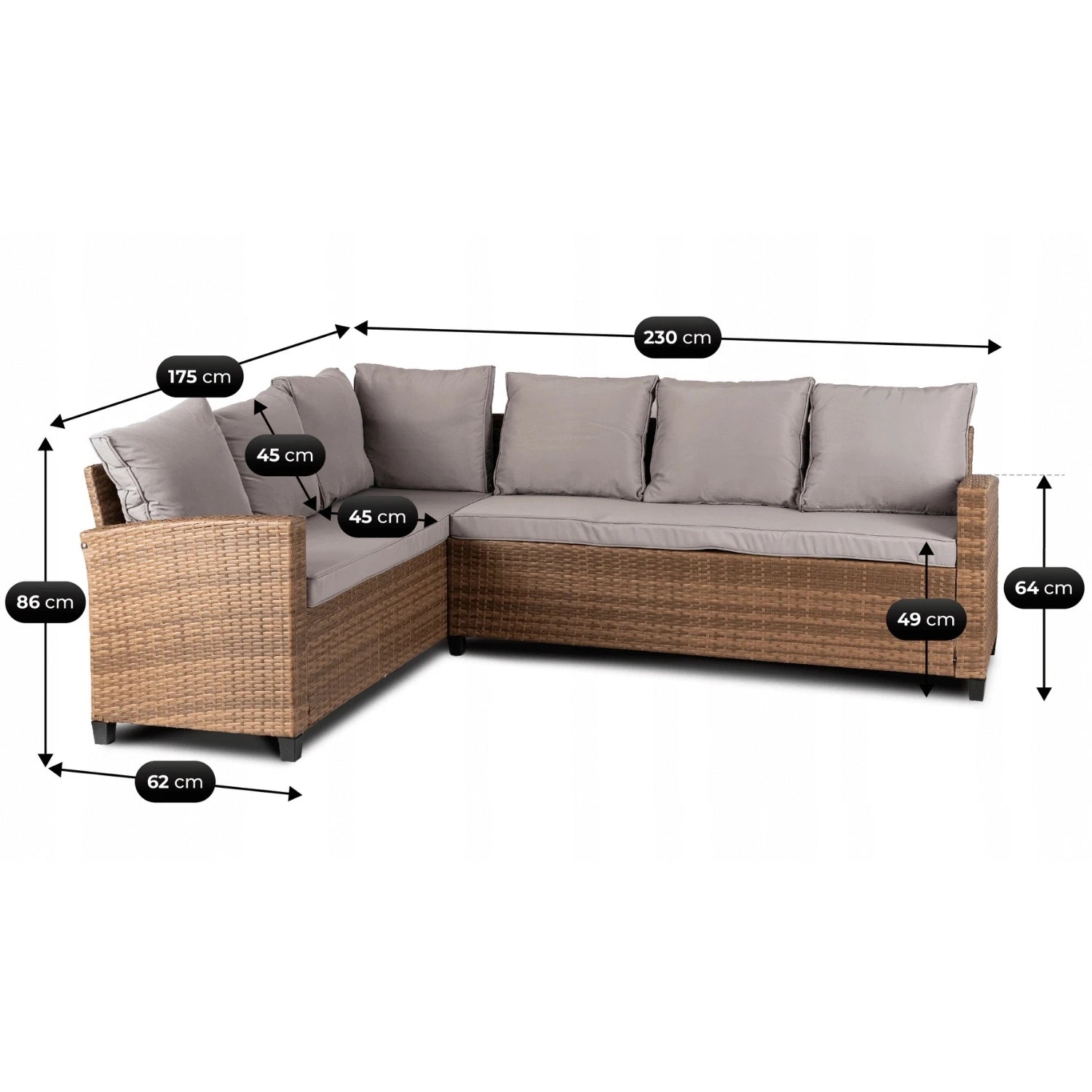 Ensemble de meubles COMODO en rotin miel REF 3048