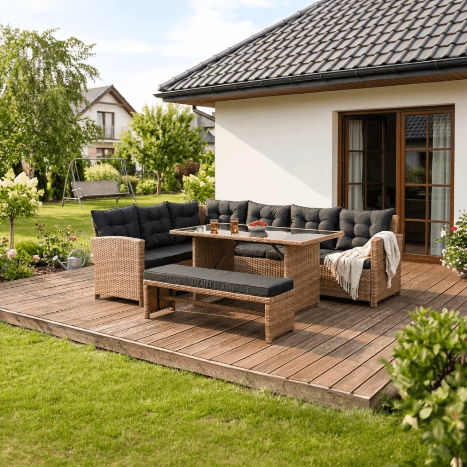 Ensemble de meubles LIMPIO en rotin miel REF 3038