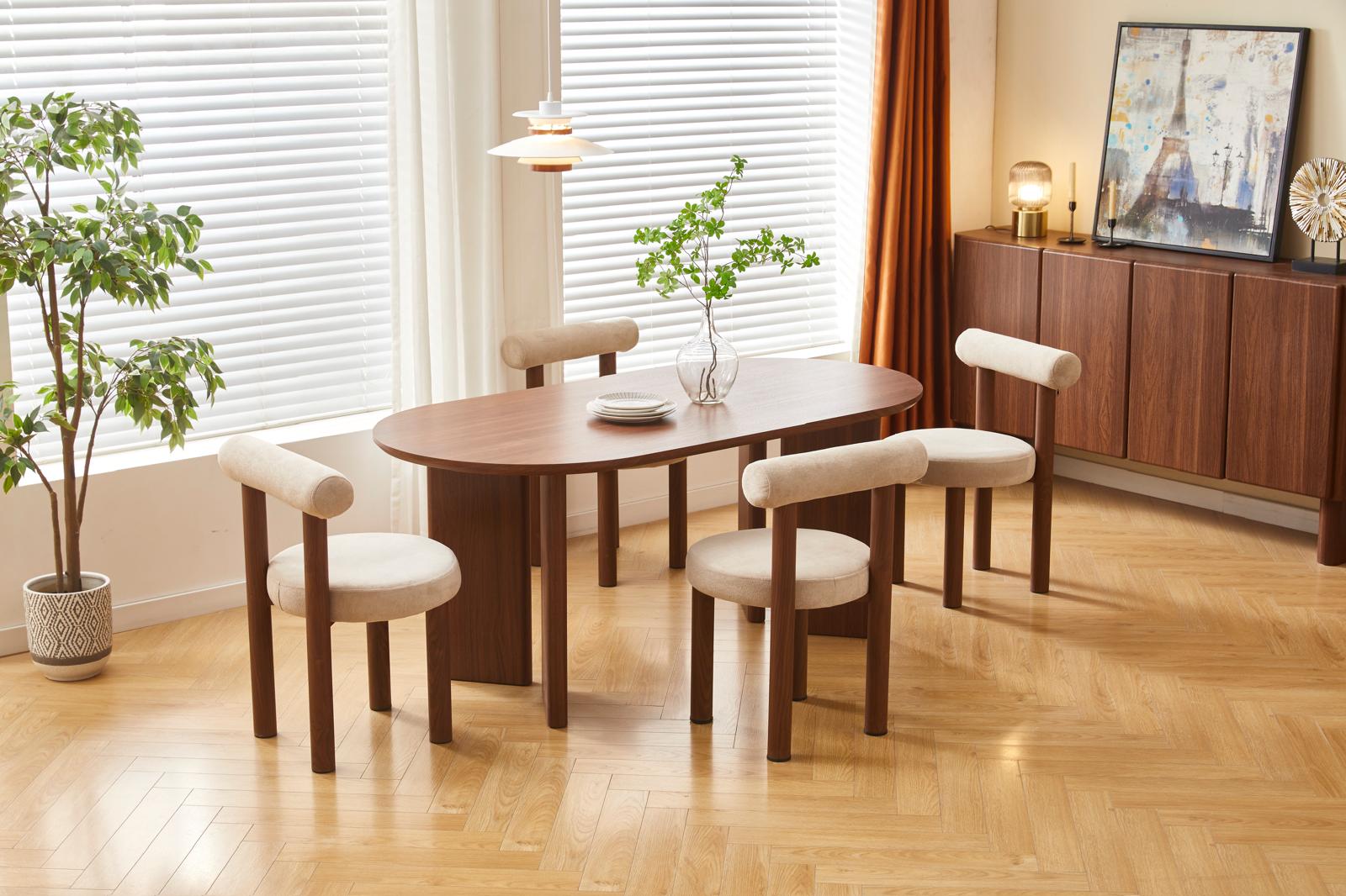 Table à manger Ambre 150 cm finition noyer dans une salle à manger moderne - directcanap