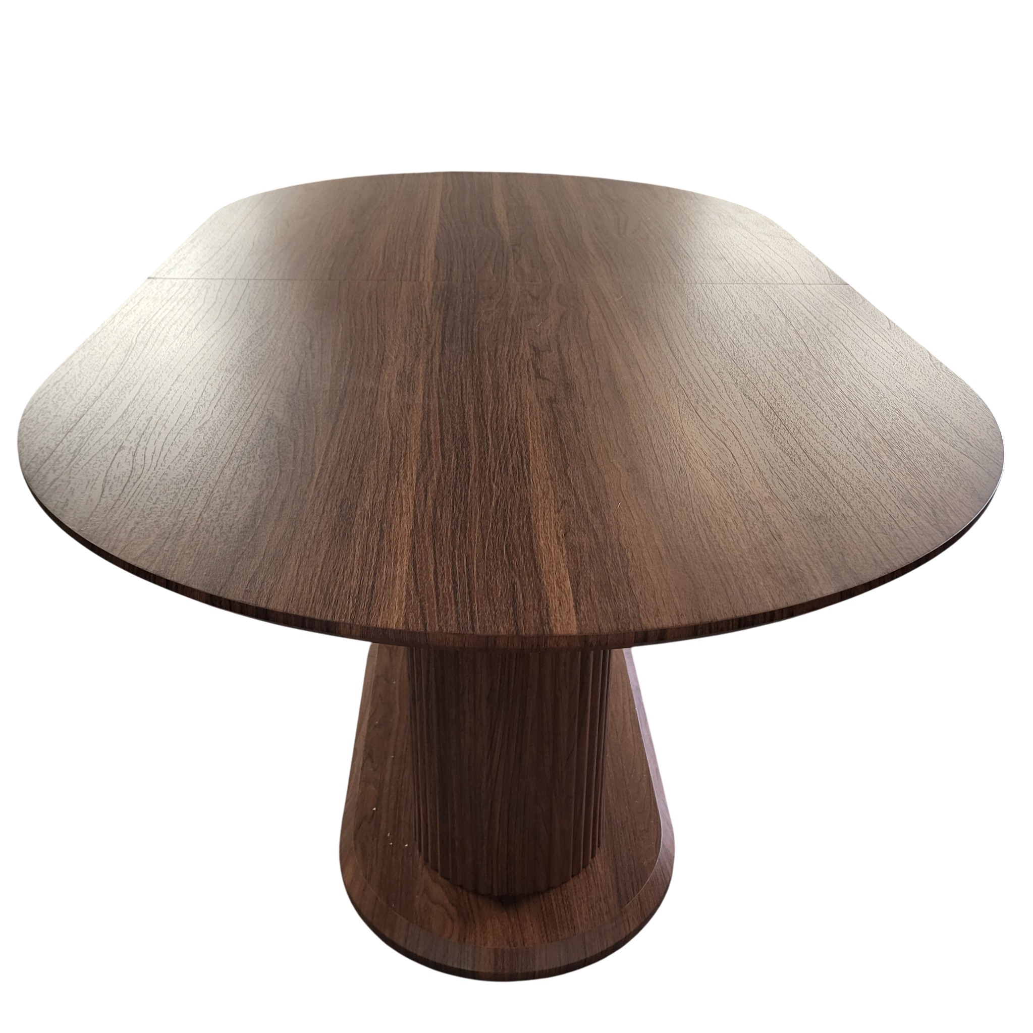 Table ovale effet noyer - vue centrée