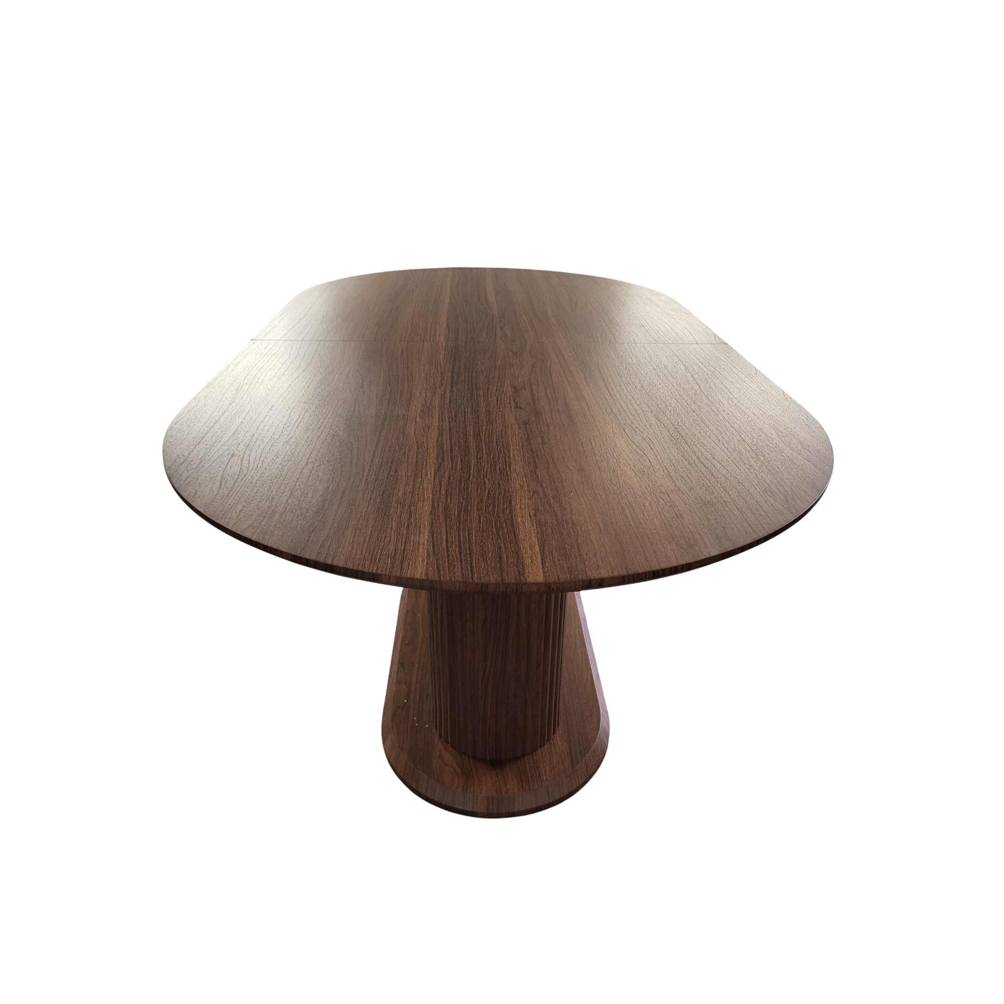 Table ovale effet noyer - vue centrée