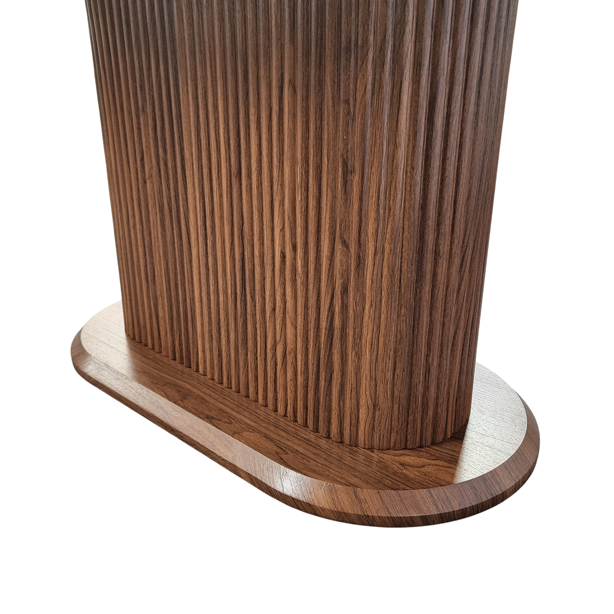 Piètement ovale effet noyer - détail