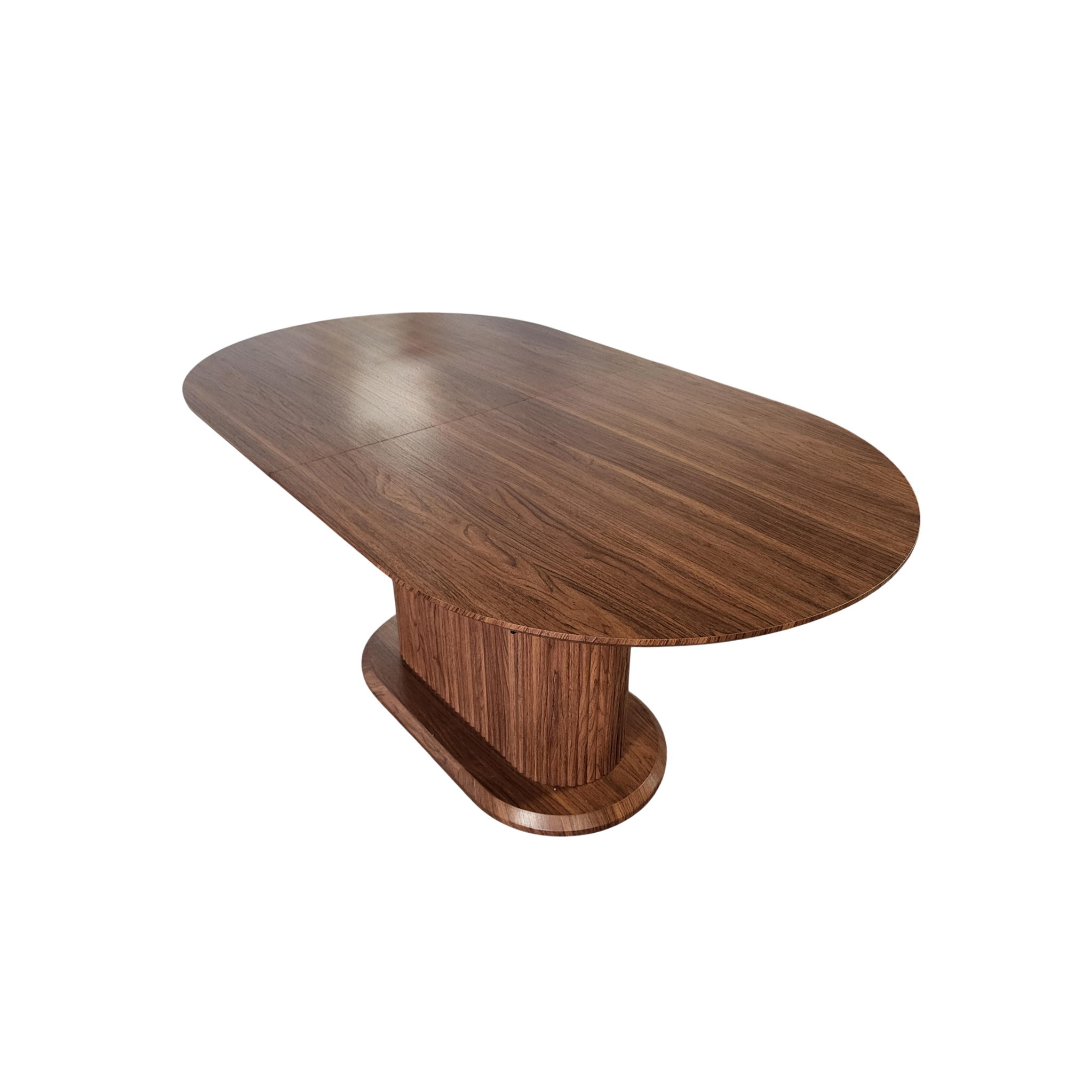 Table Vanessa effet noyer - vue 3/4 inclinée