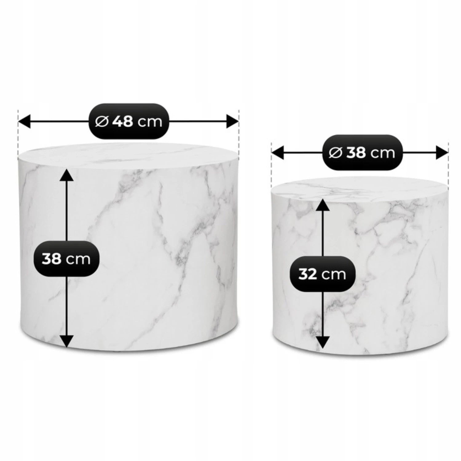 Tables basses LEILA effet marbre blanc REF 3054