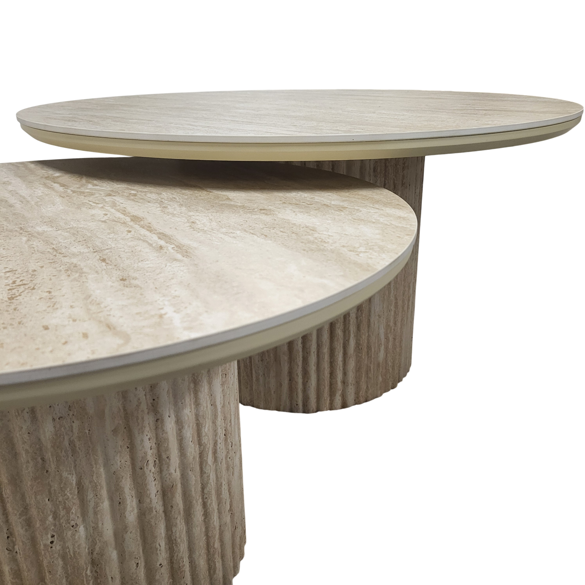 Table Basse Gigogne Duo Pila en Céramique Effet Travertin – Design Moderne et Fonctionnel SKU 32