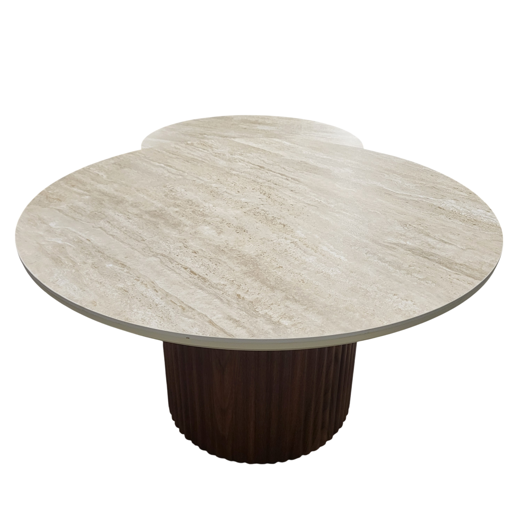 Table basse gigogne duo Pila en noyer et travertin céramique SKU 26