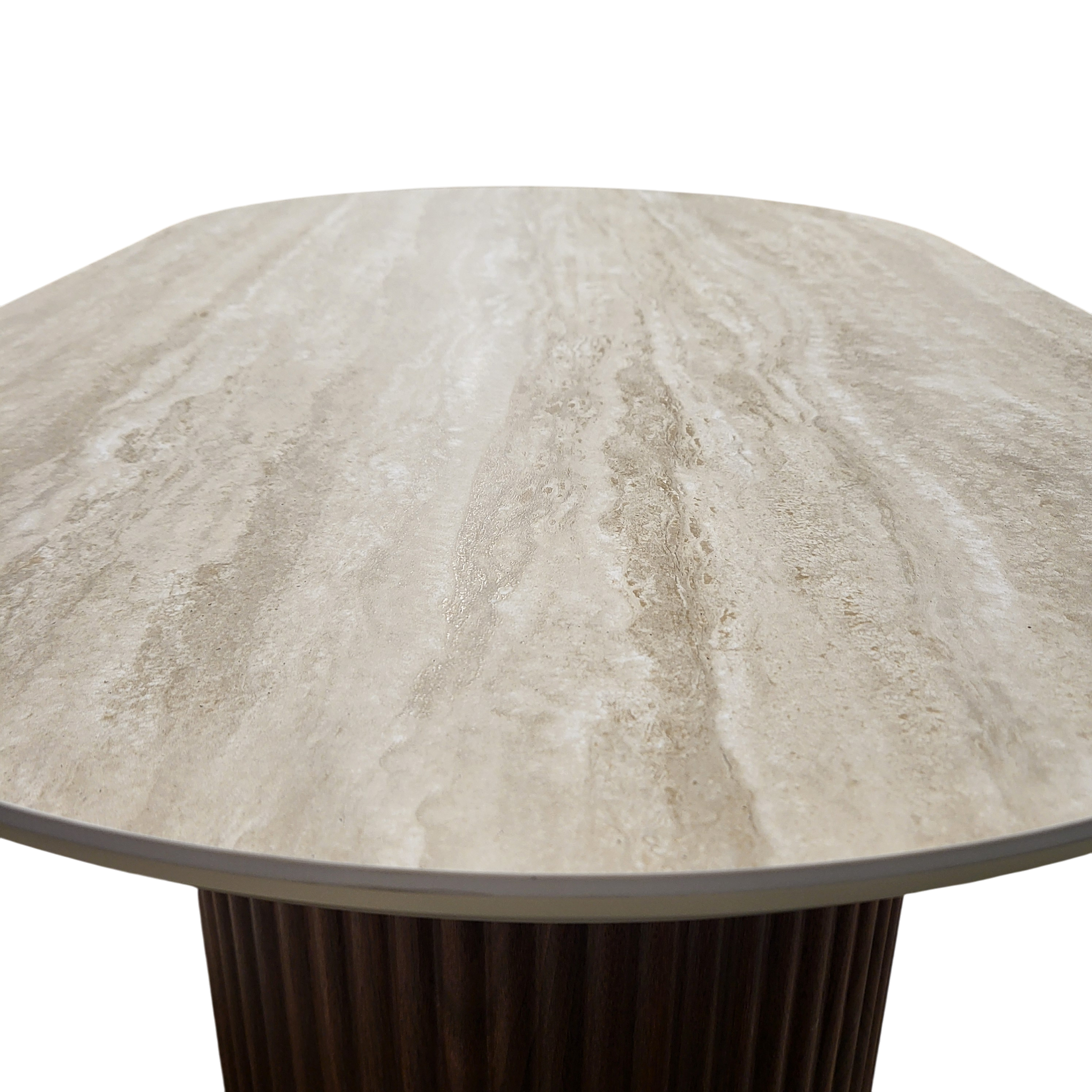 Table basse CALYPSO en céramique effet travertin et bois noyer – 120 cm sku 25