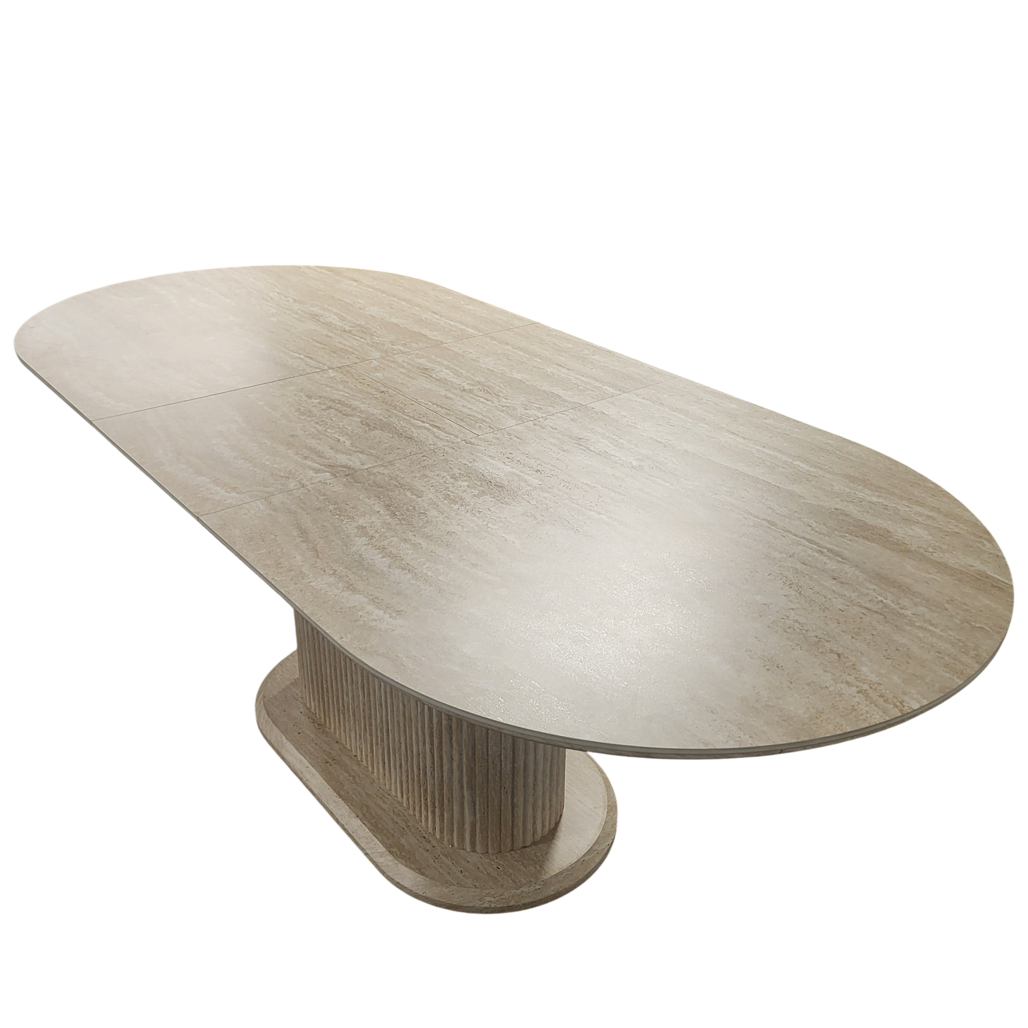 Table à manger rallonge Vanessa en travertin et céramique – 160 à 200 cm SKU 21