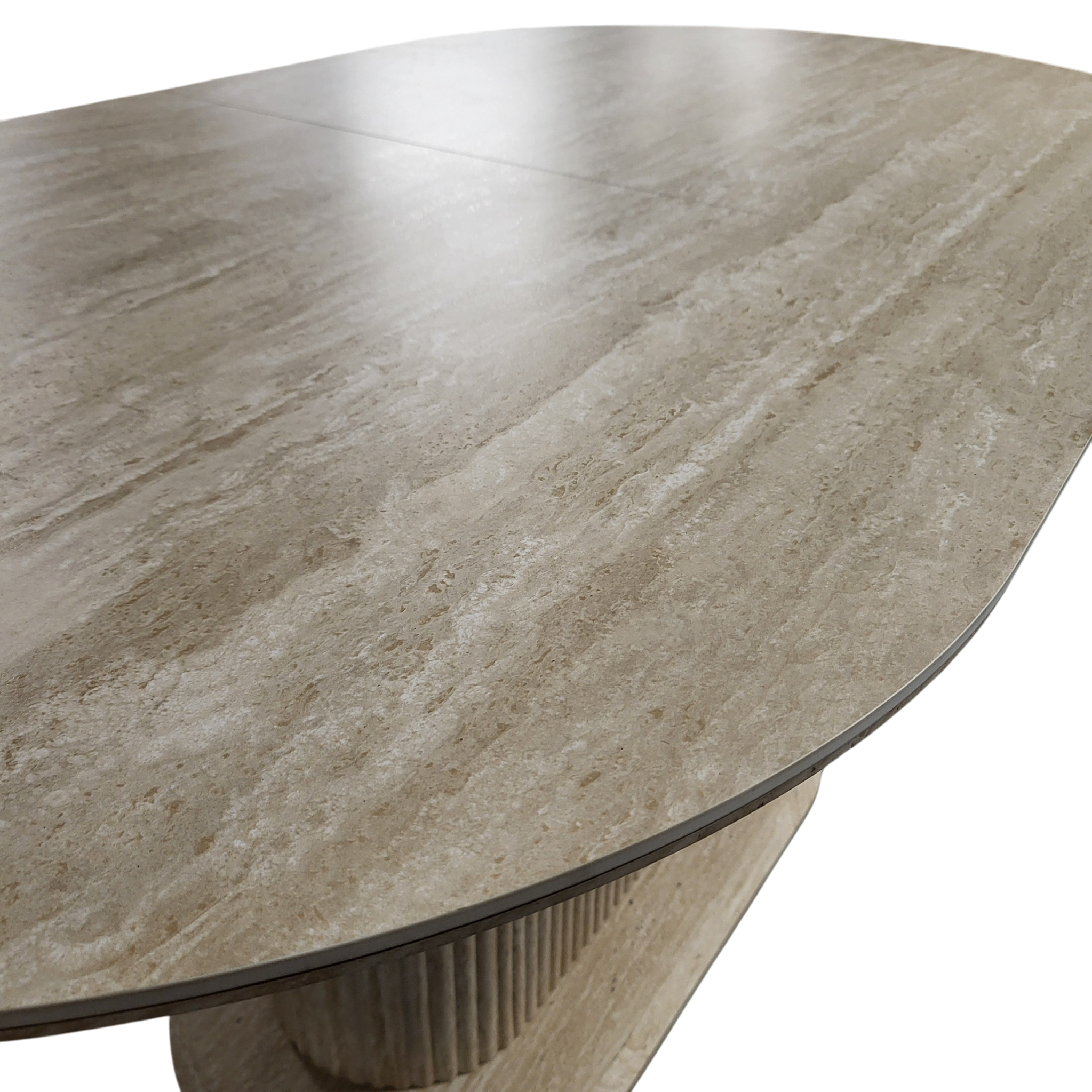 Table à manger rallonge Vanessa en travertin et céramique – 160 à 200 cm SKU 21