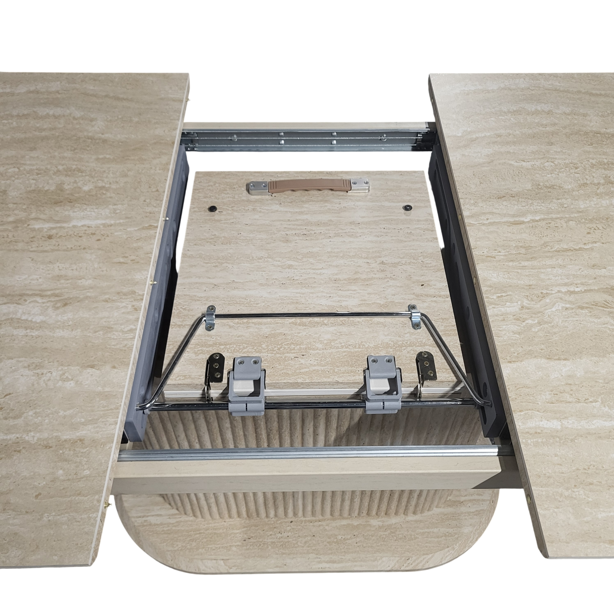 Table à manger rallonge Vanessa en travertin et céramique – 160 à 200 cm SKU 21