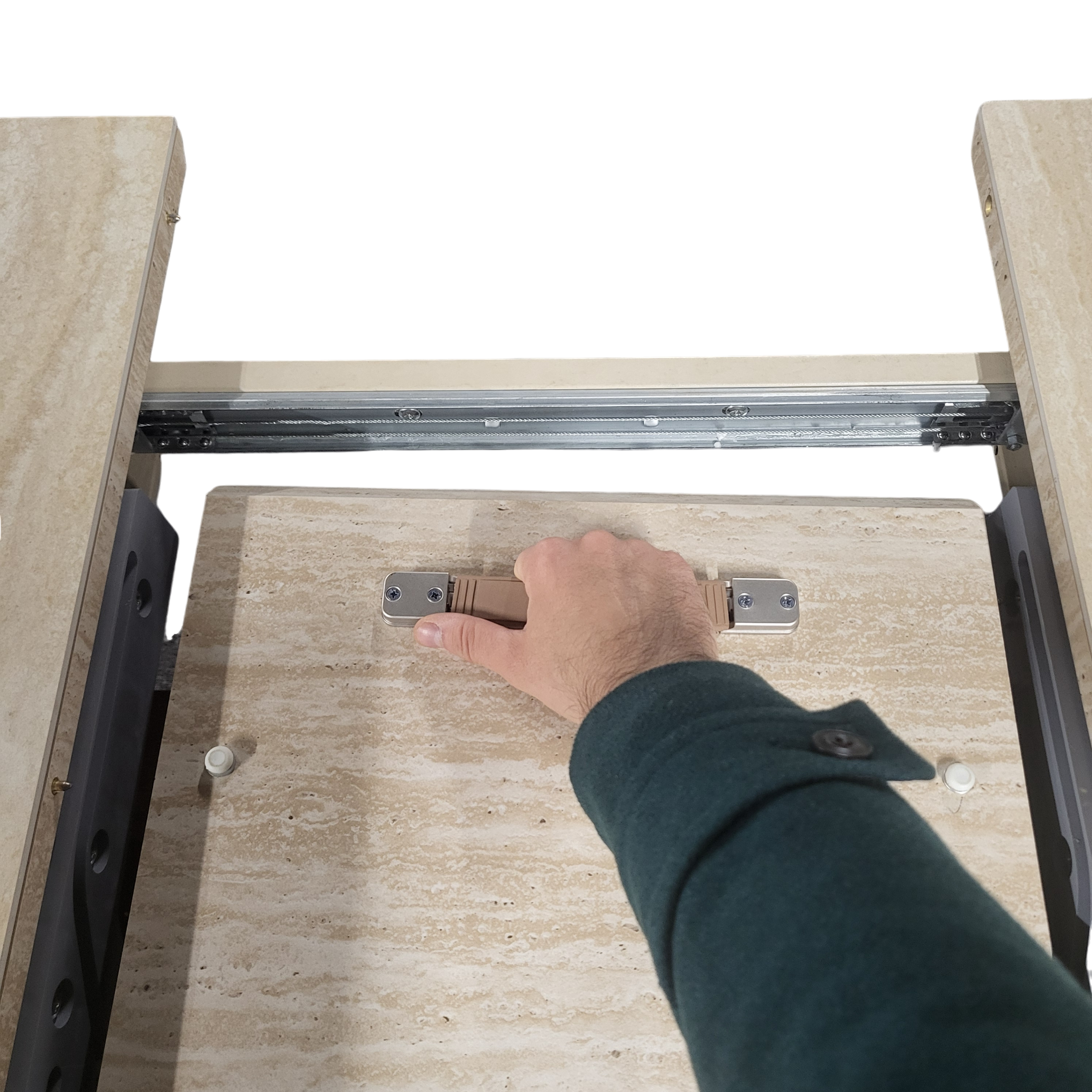 Table à manger rallonge Camille – Plateau céramique & pied noyer