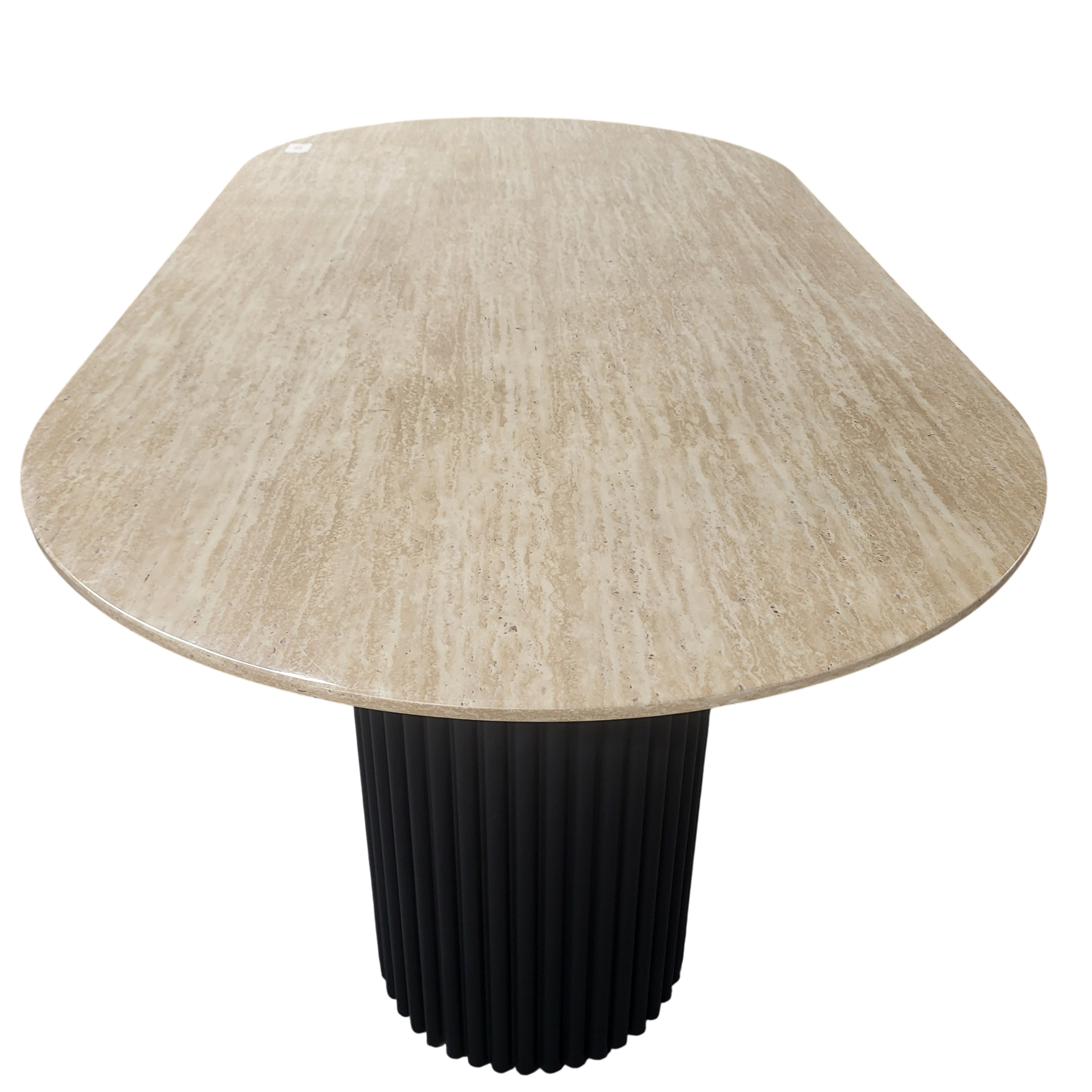 Table à manger Keysha – Métal noir & céramique effet travertin SKU 101