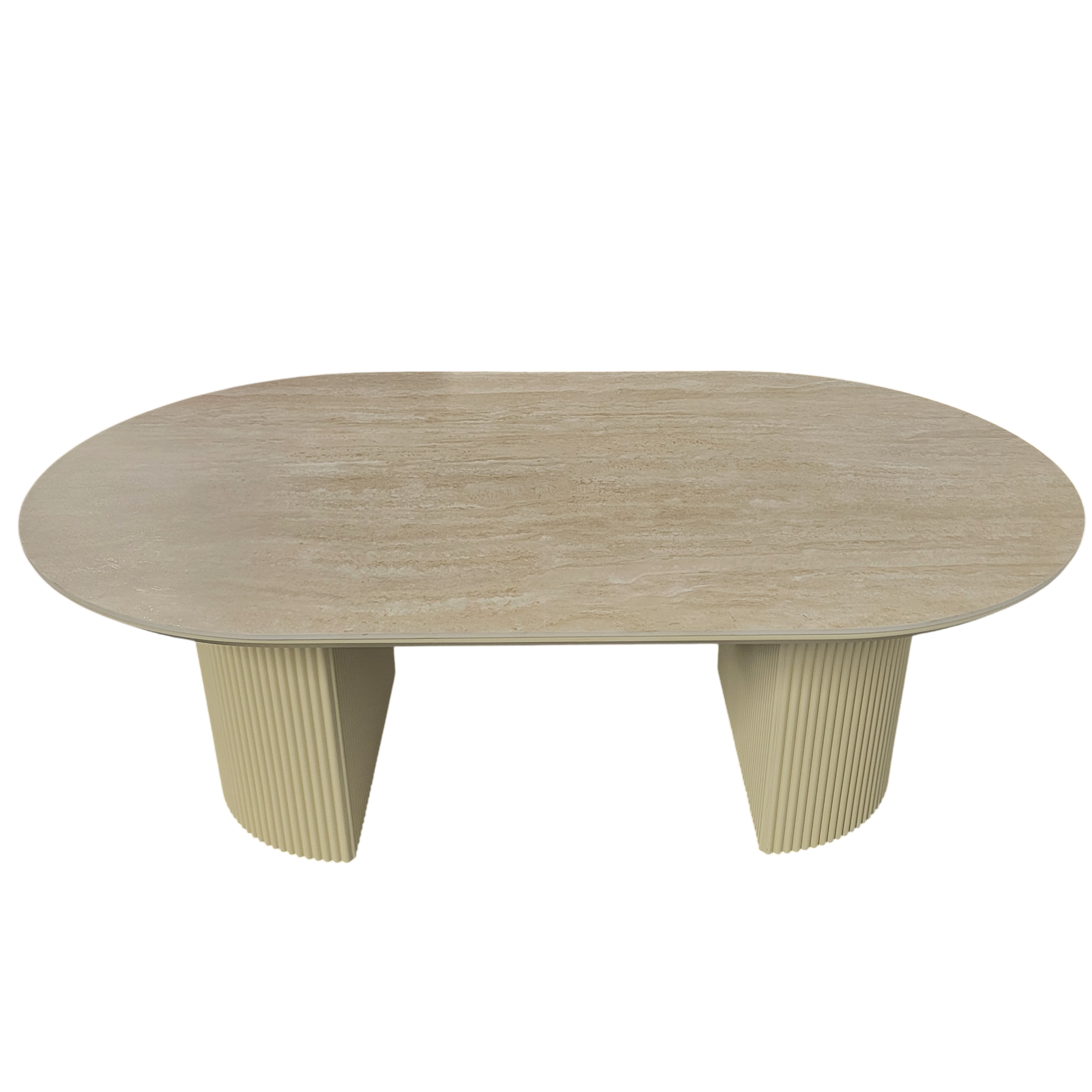 Table basse CALYPSO plateau en céramique effet travertin - 120 cm sku 10