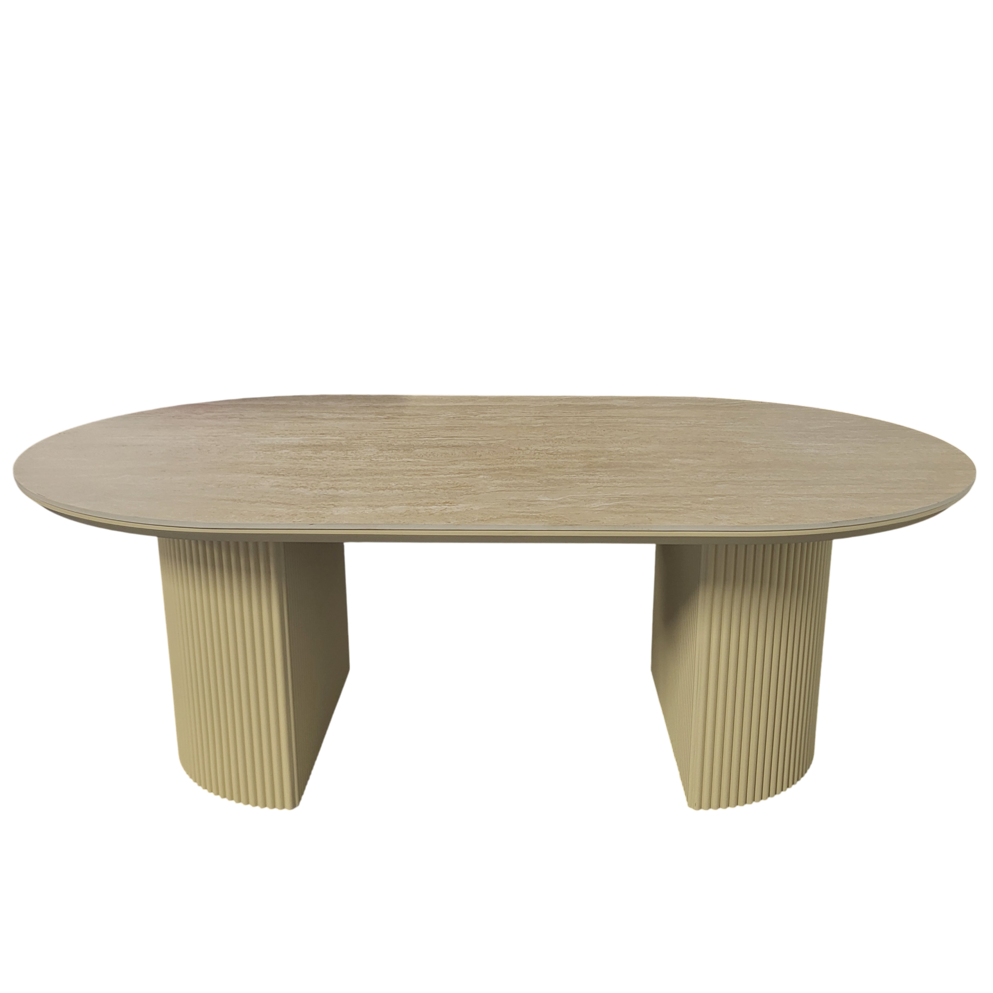 Table basse CALYPSO plateau en céramique effet travertin - 120 cm sku 10