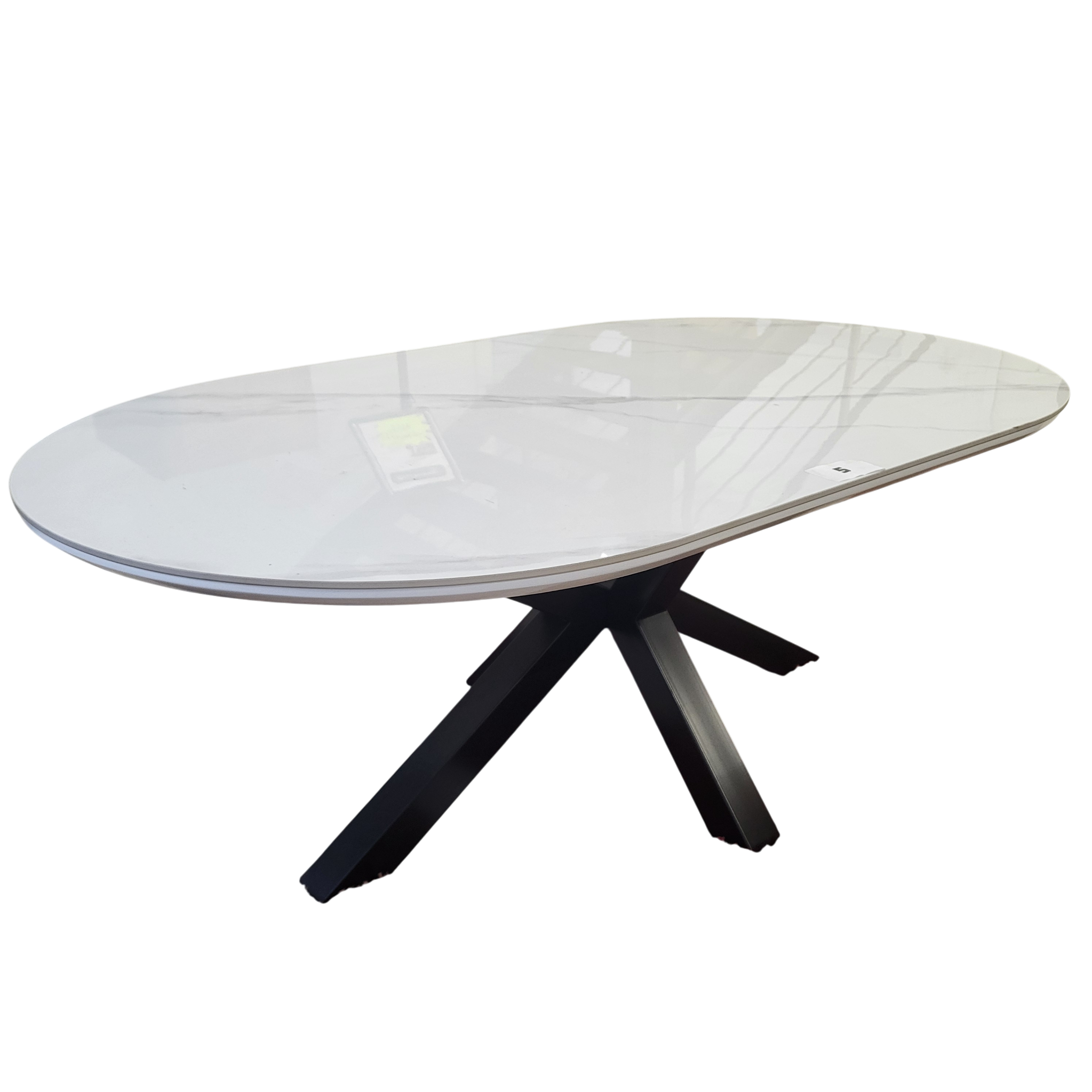 Table basse OPHELIA marbre blanc et gris - Pied croisé noir sku 5.