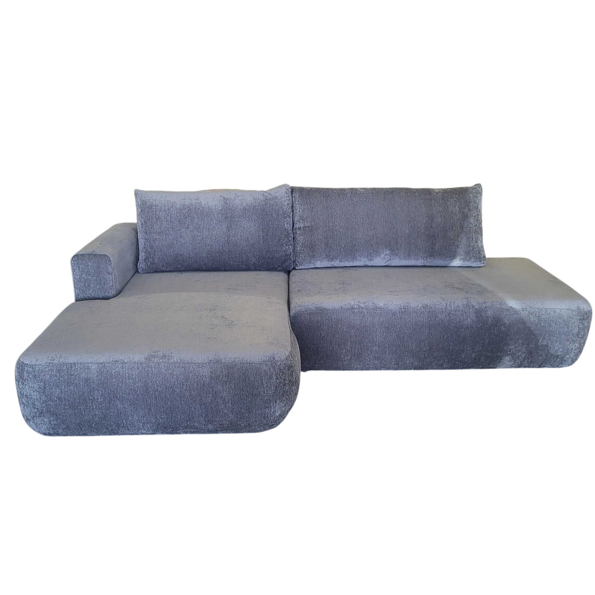 Canapé convertible avec coffre de rangement - COMO - Tissu texturé gris foncé
