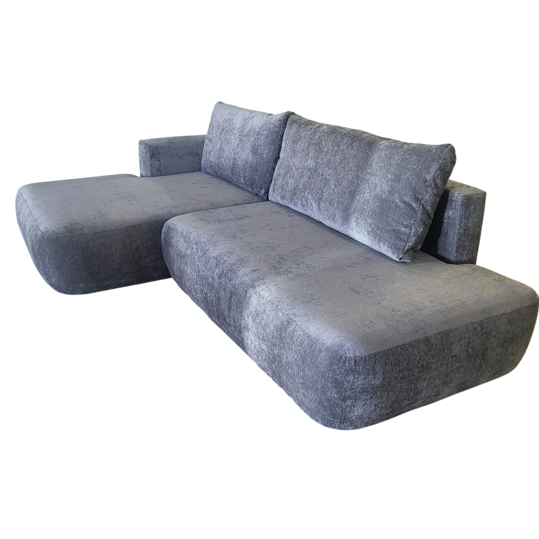 Canapé convertible avec coffre de rangement - COMO - Tissu texturé gris foncé