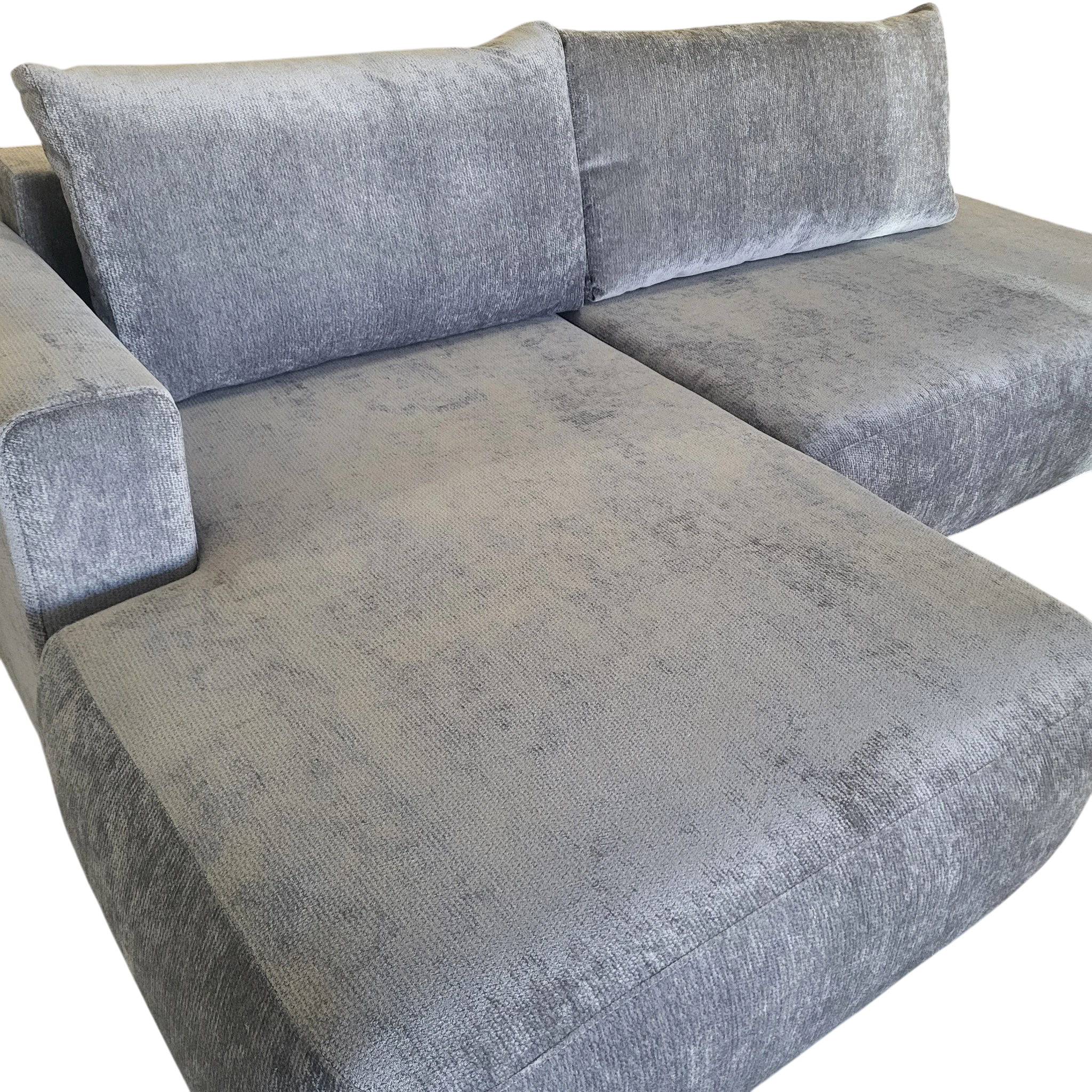Canapé convertible avec coffre de rangement - COMO - Tissu texturé gris foncé