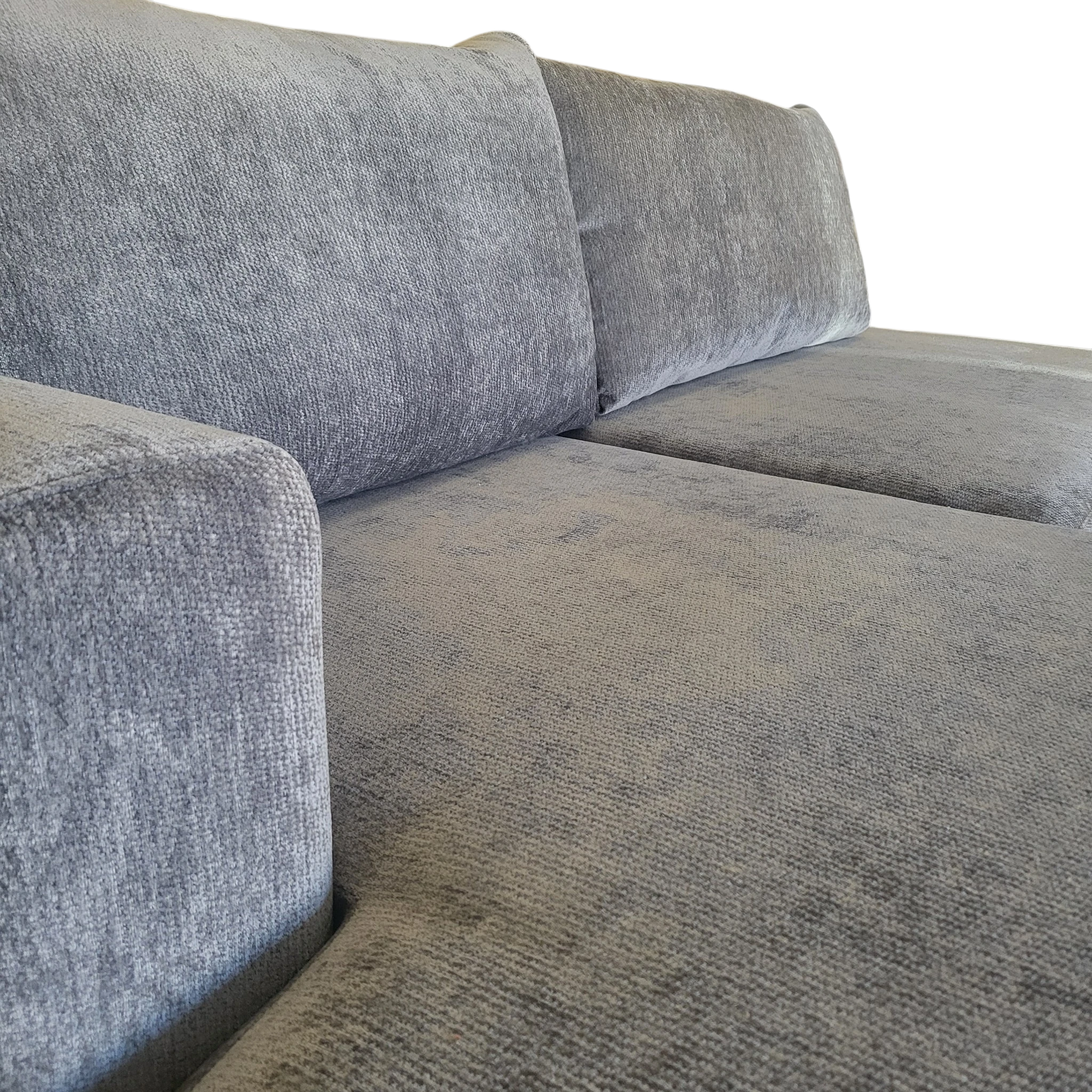 Canapé convertible avec coffre de rangement - COMO - Tissu texturé gris foncé