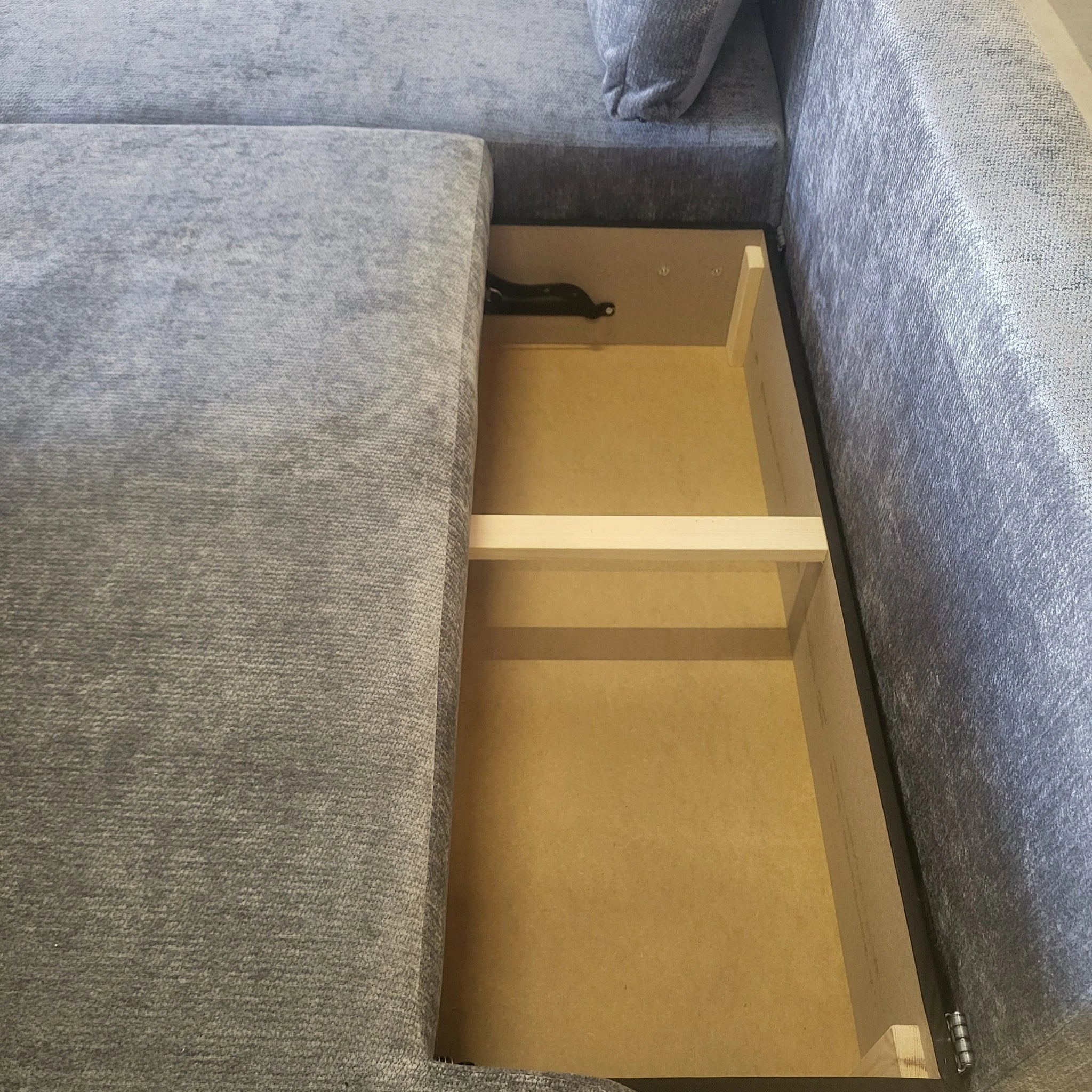Canapé convertible avec coffre de rangement - COMO - Tissu texturé gris foncé