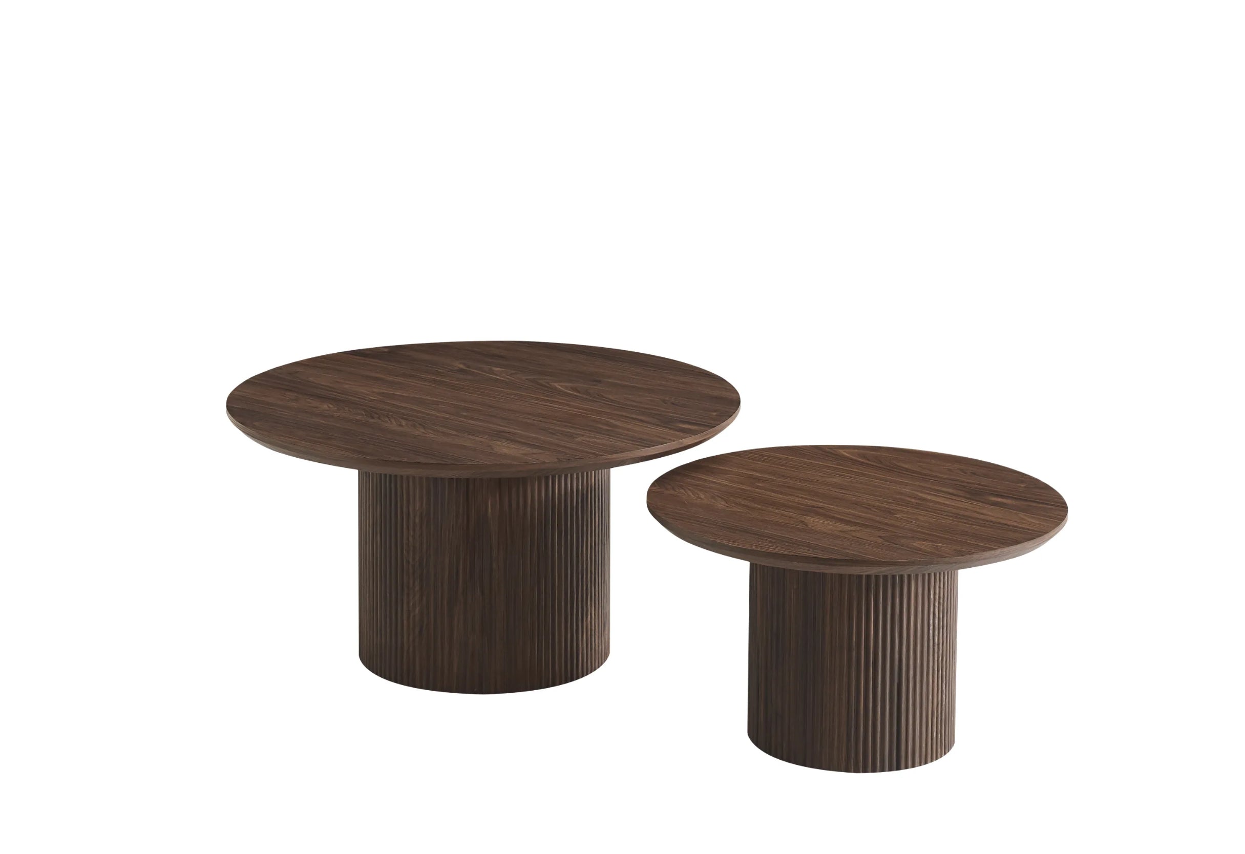 Table basse DUO MINALI - plateau et pieds effet noyer - REF 1039