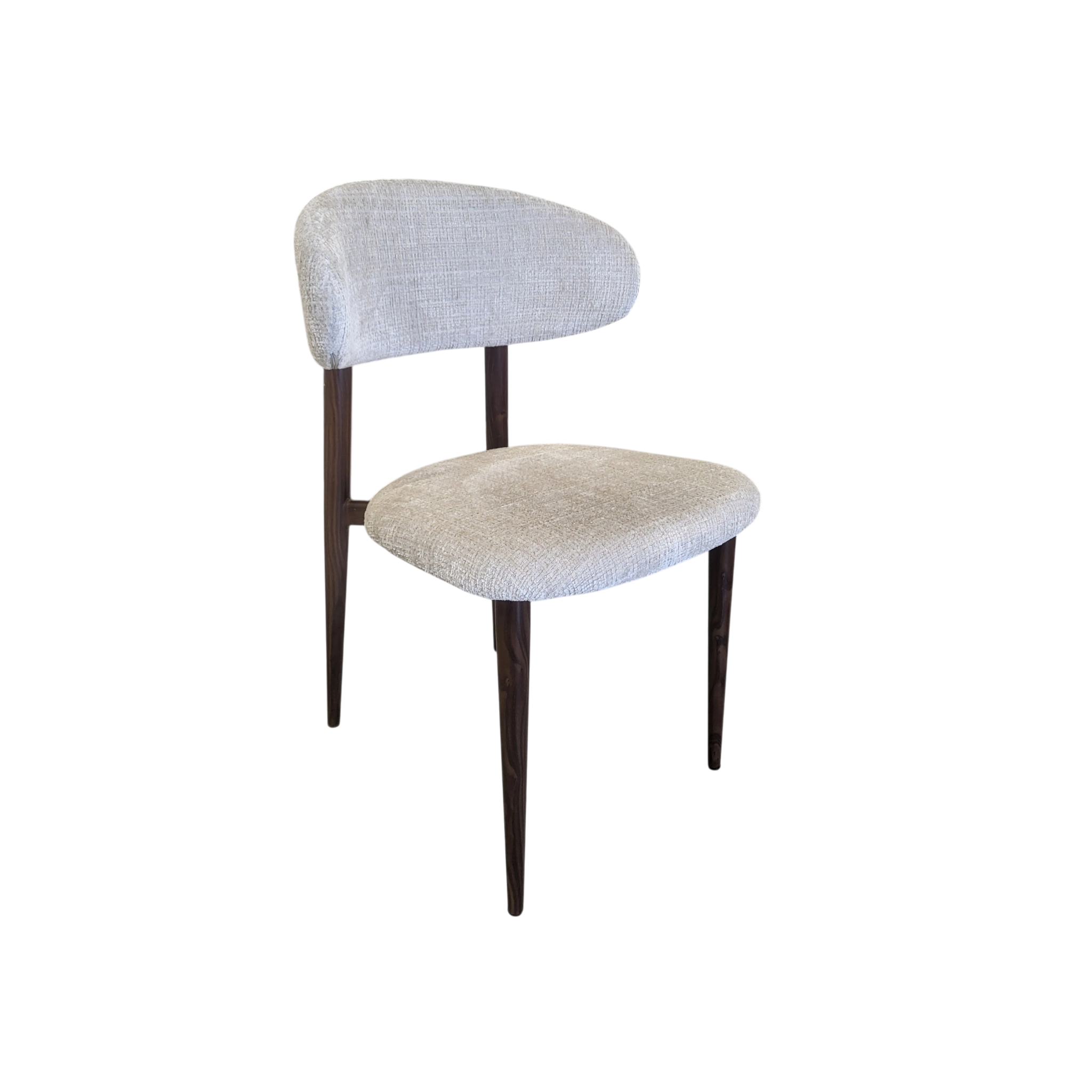 Chaise BOHEME taupe - Pied noyer - Tissu Cremona - REF 1006