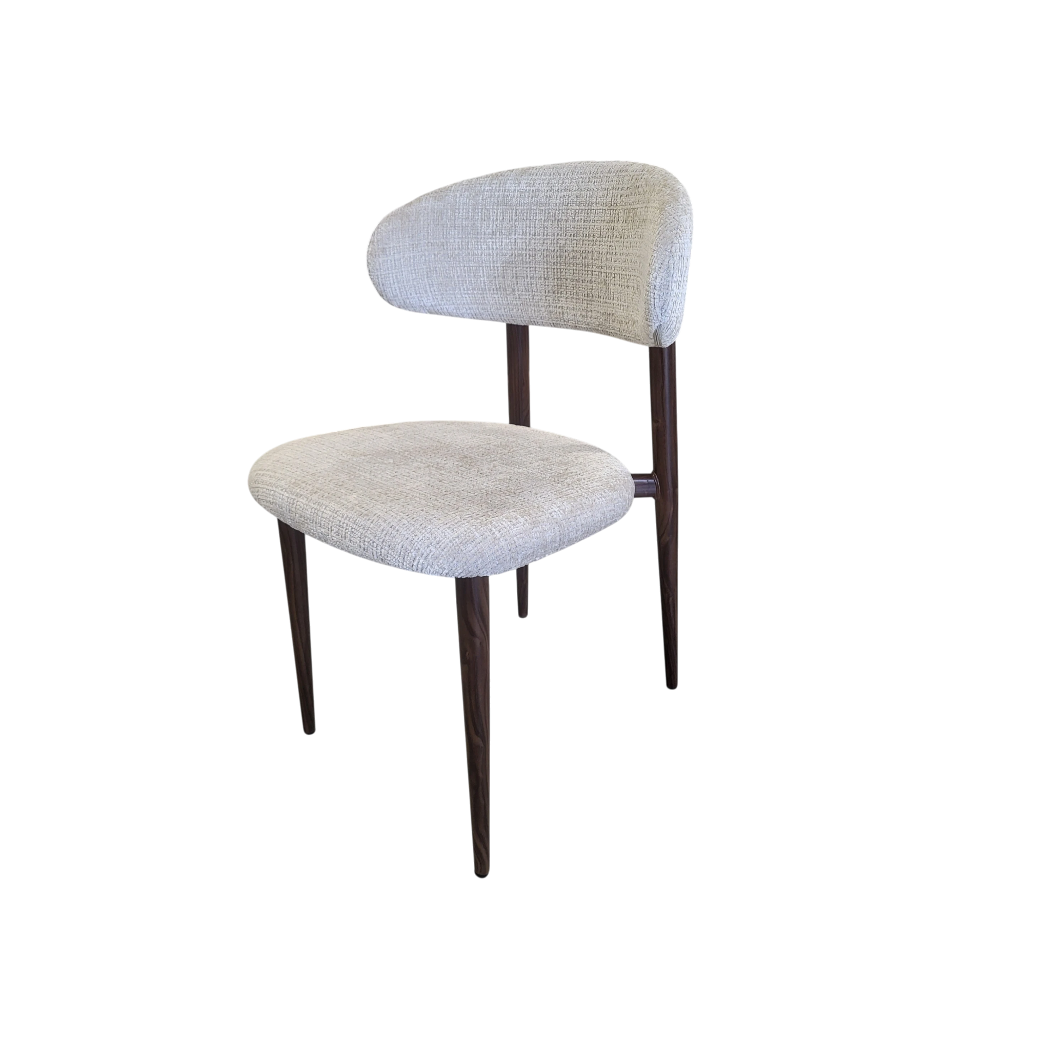 Chaise BOHEME taupe - Pied noyer - Tissu Cremona - REF 1006