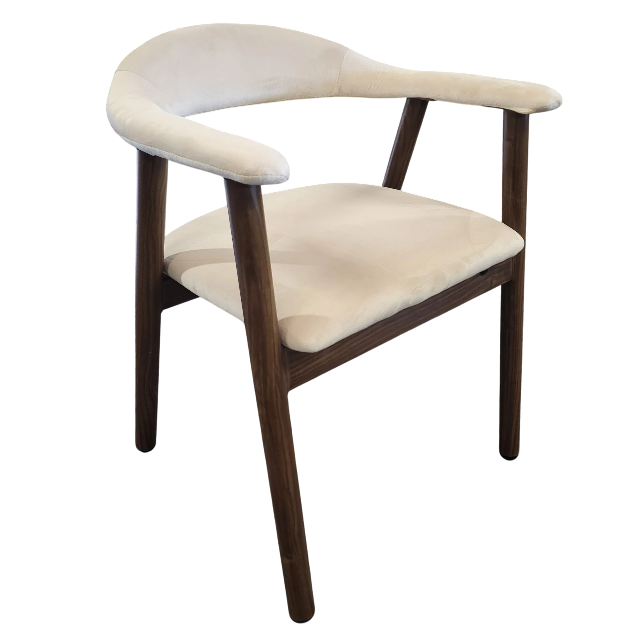 Chaise BERITA - Velours beige noyer