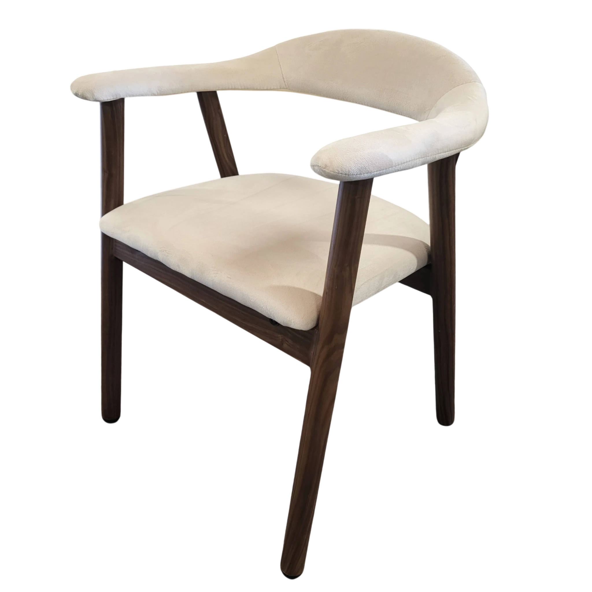 Chaise BERITA - Velours beige noyer