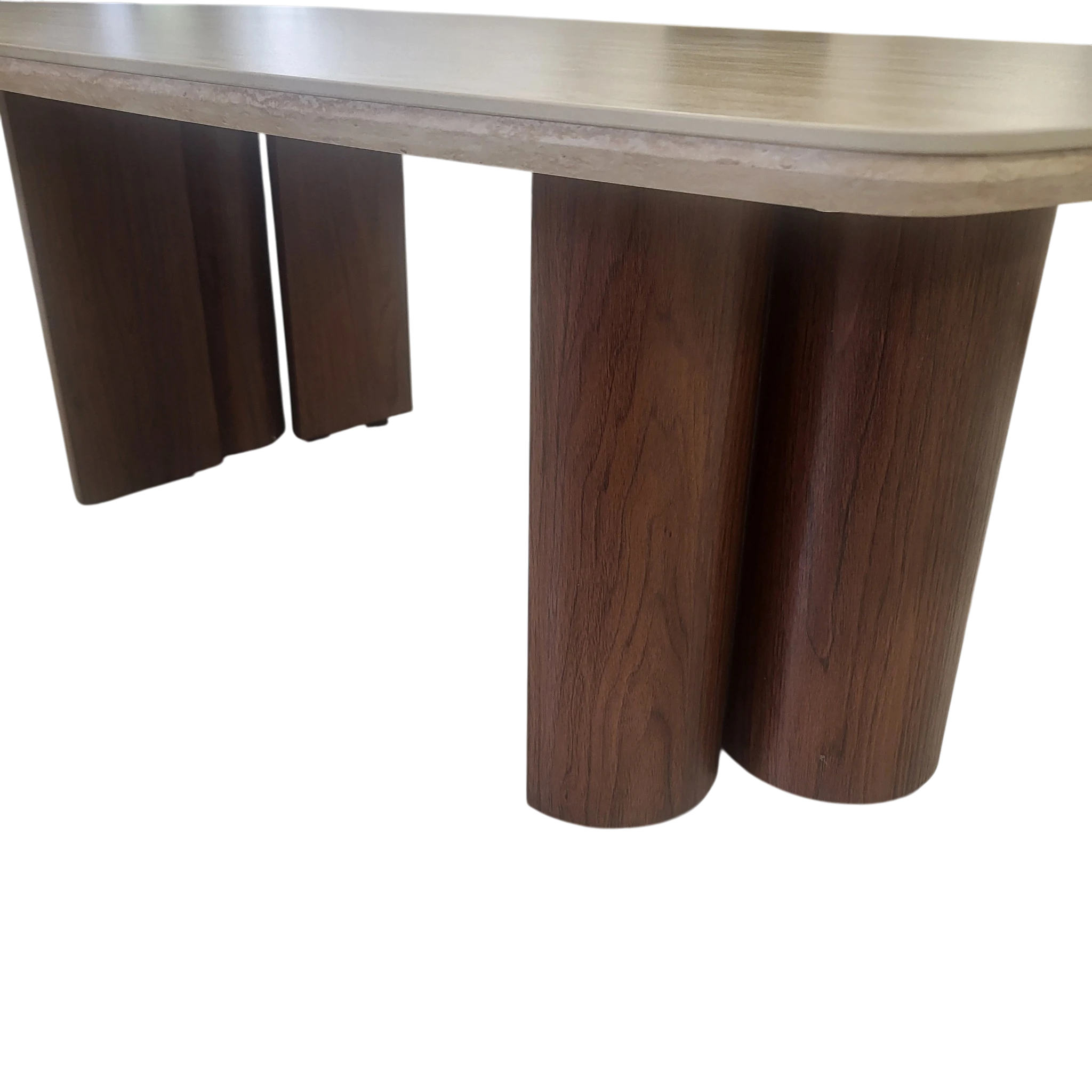 Table basse DAYNA - Plateau en céramique et pieds effet noyer REF 1013