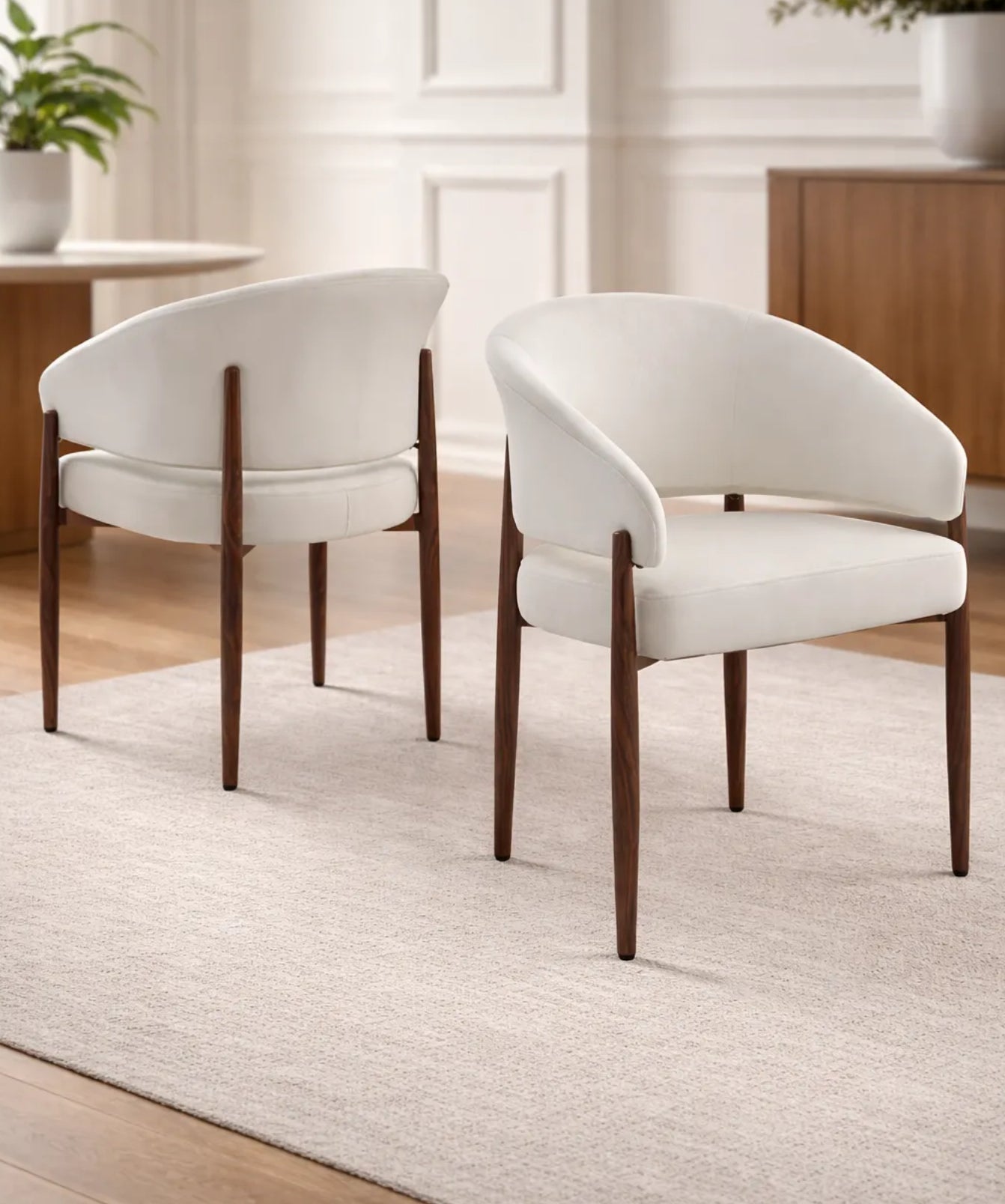 Chaise CHARLY - Pieds noyer velours beige - REF 213