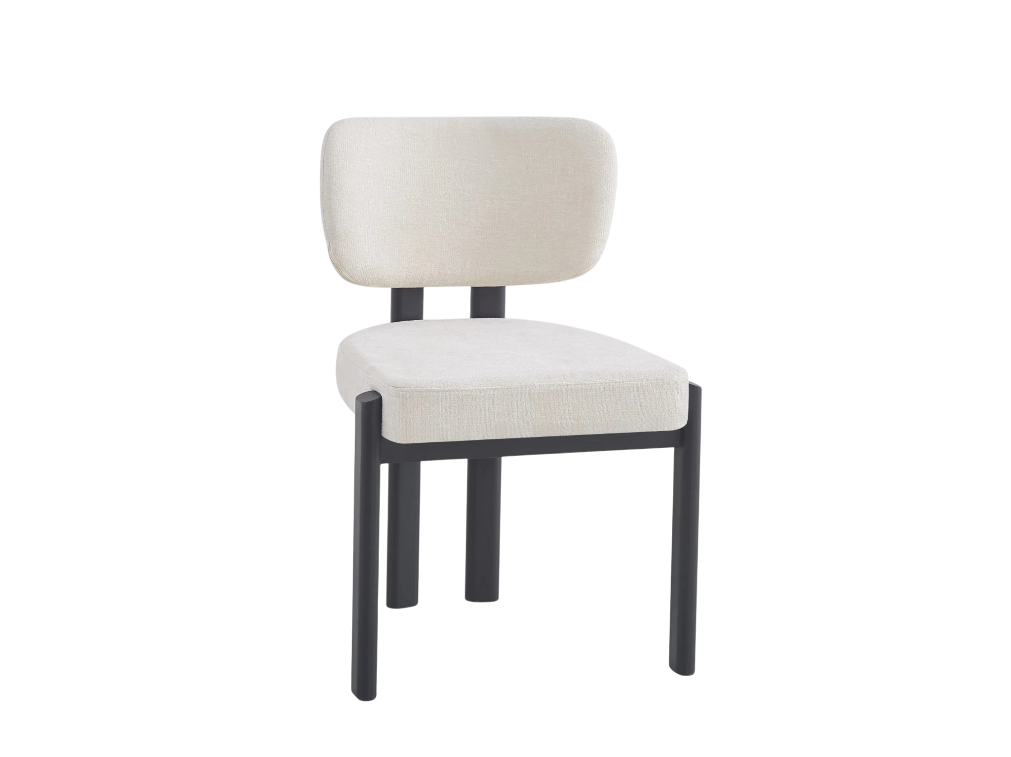 Chaise BAGUETTE pied métal noir - tissus serge chenille beige REF 1034