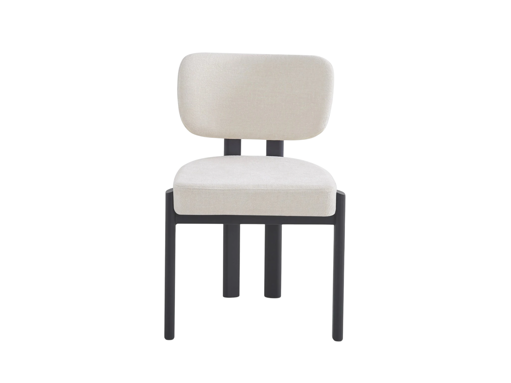 Chaise BAGUETTE pied métal noir - tissus serge chenille beige REF 1034