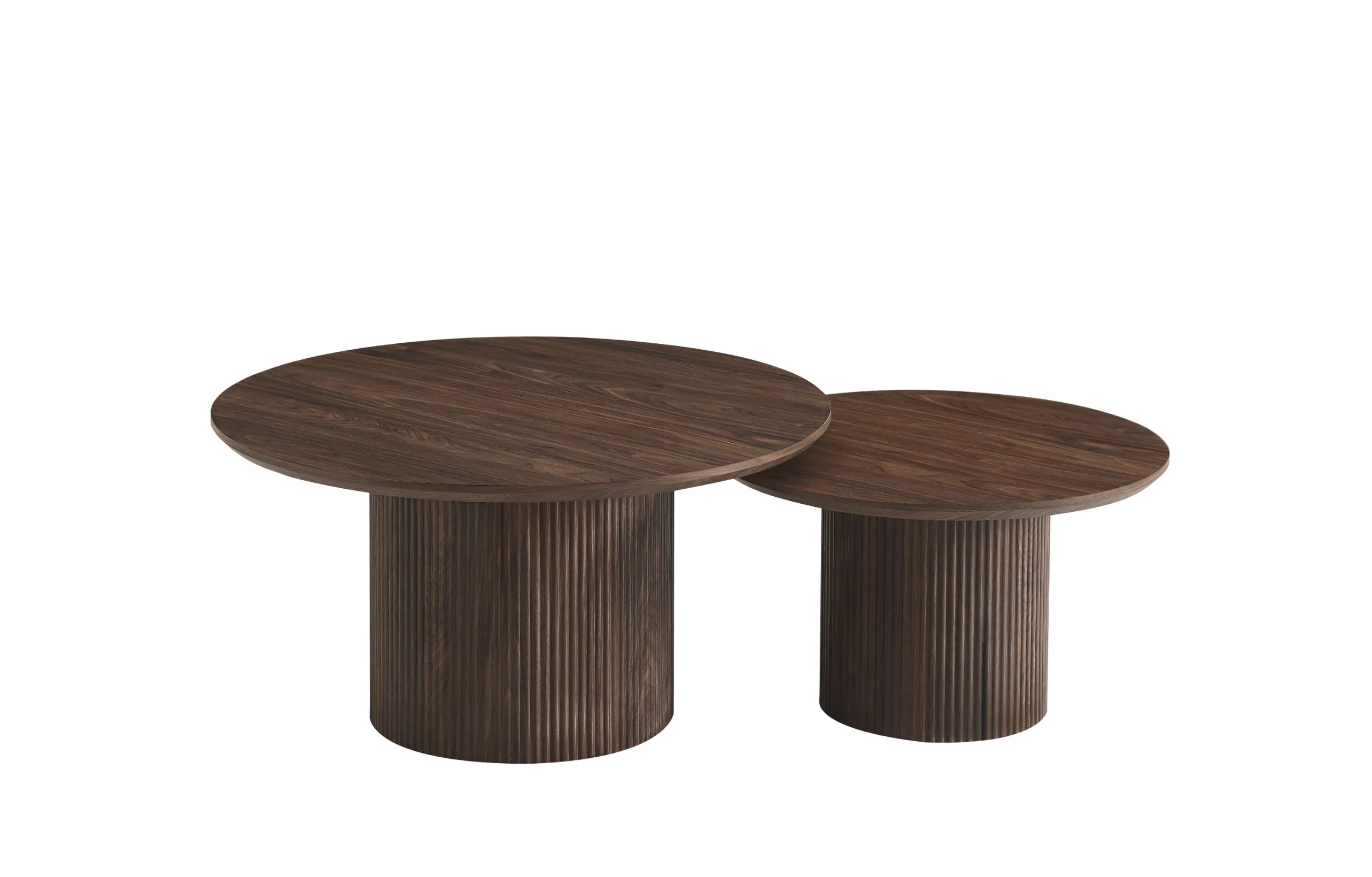 Table basse DUO MINALI - plateau et pieds effet noyer - REF 1039