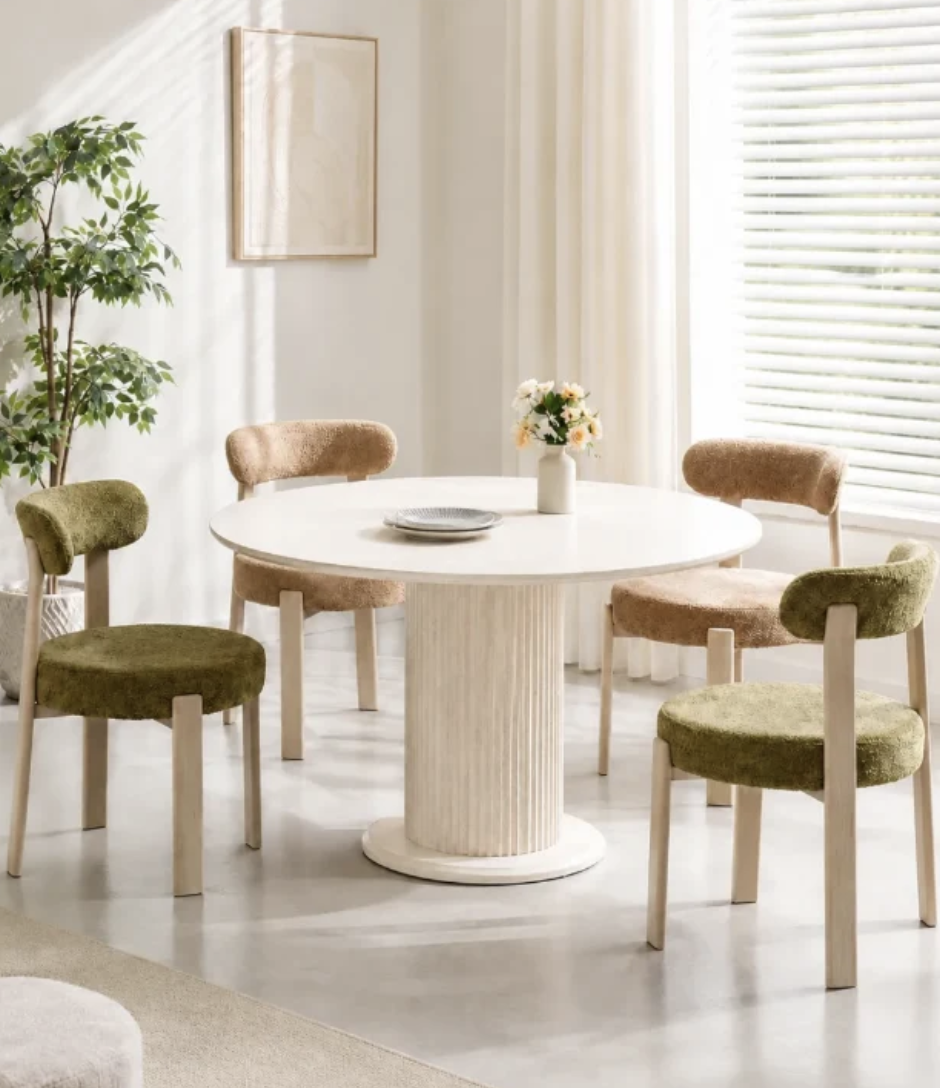 Table à manger AXEL en céramique effet travertin - 120 cm