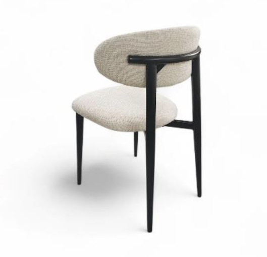 Chaise Bohème en Chenille Beige et Noir – Confort & Élégance