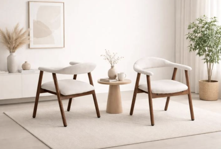 Chaise BERITA - Velours beige noyer