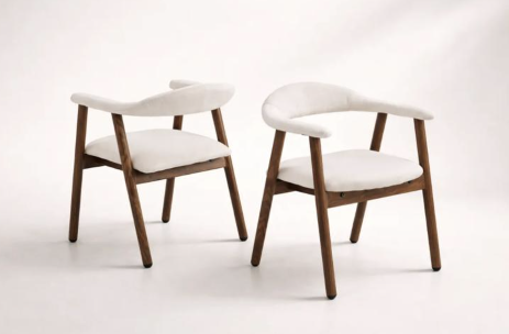 Chaise BERITA - Velours beige noyer