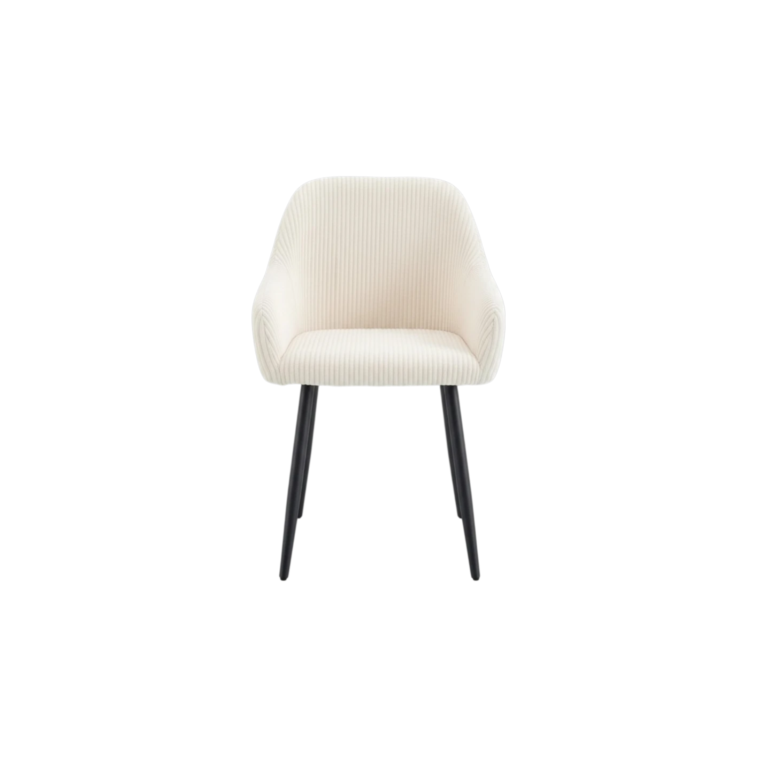 Chaise Peach avec accoudoirs – Côtelée beige & pieds métal noir REF 111