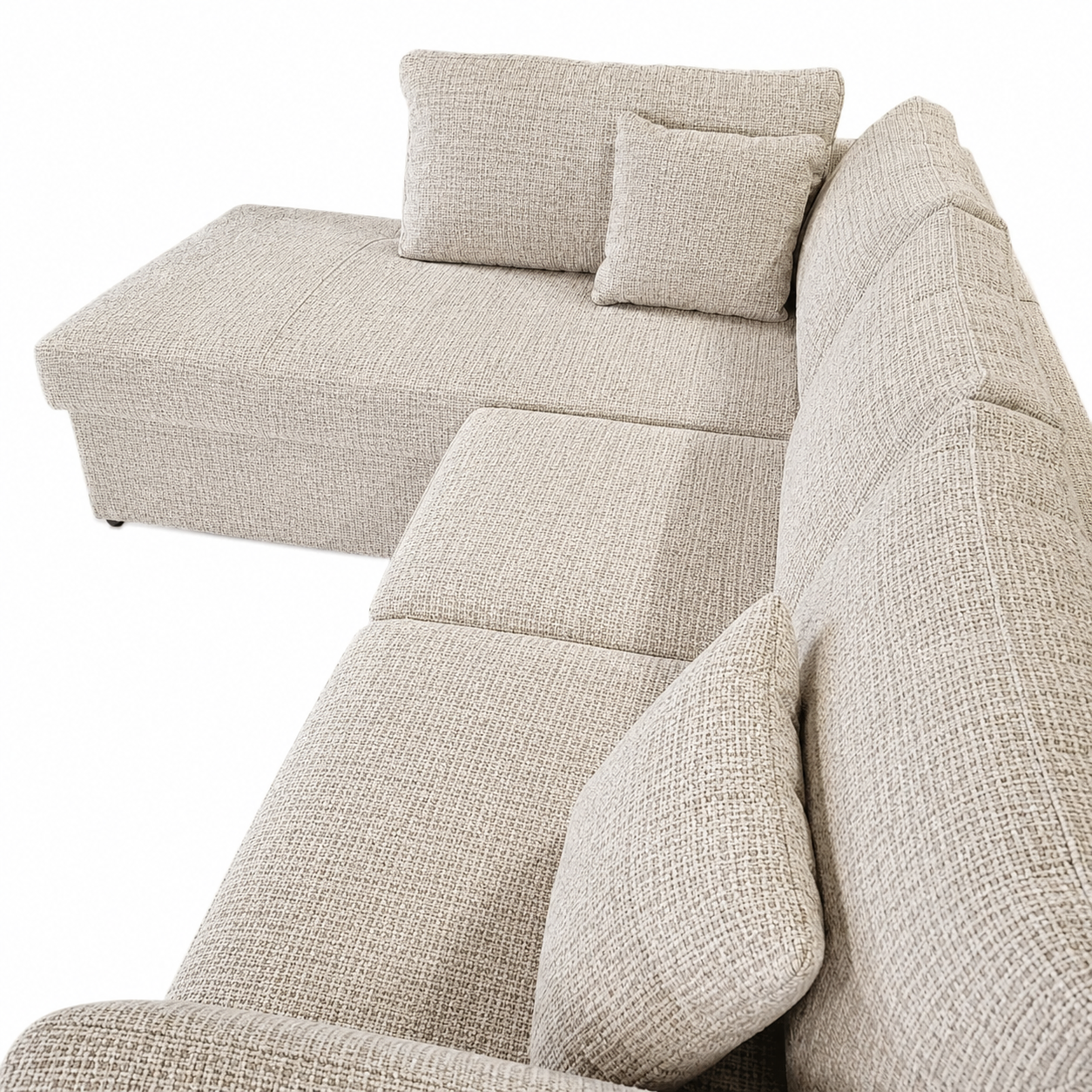 Canapé d'angle TOSKANA convertible avec coffre de rangement - Tissu CREMONA 02